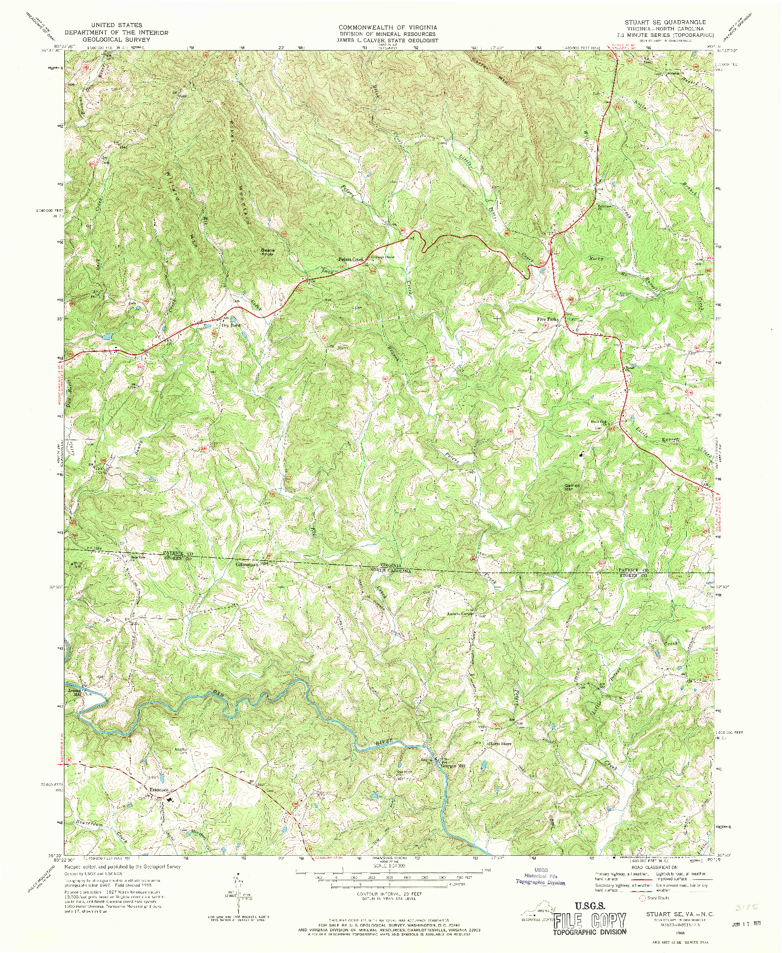 USGS 1:24000-SCALE QUADRANGLE FOR STUART SE, VA 1968