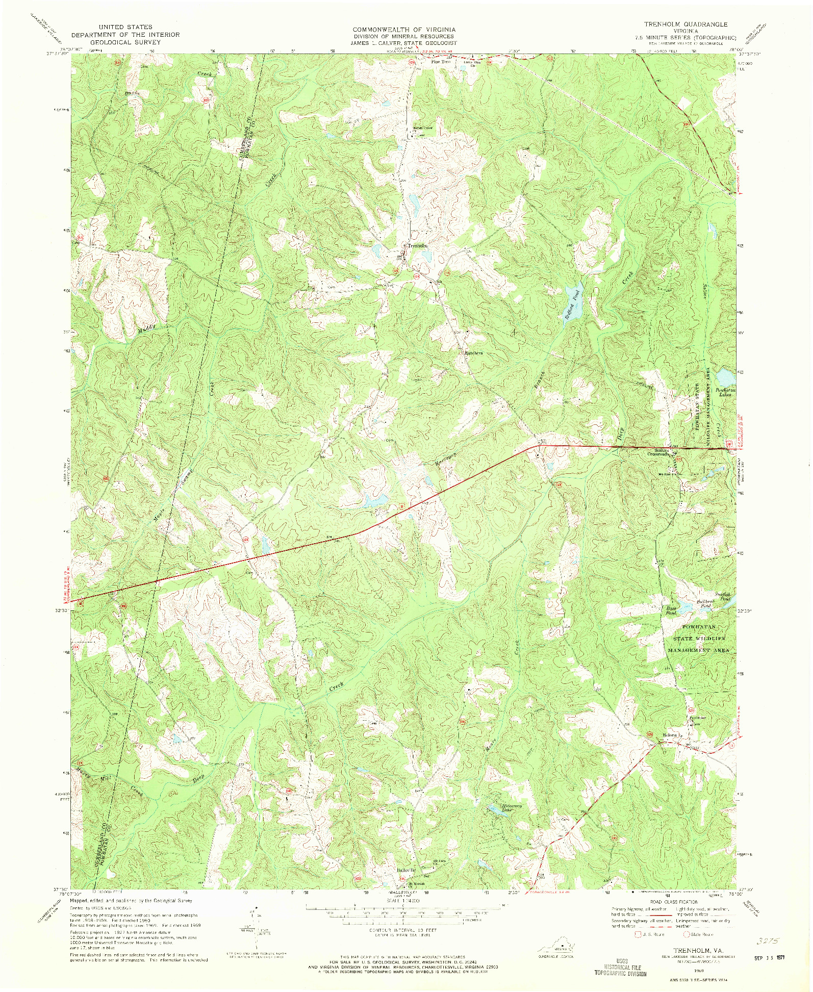 USGS 1:24000-SCALE QUADRANGLE FOR TRENHOLM, VA 1969