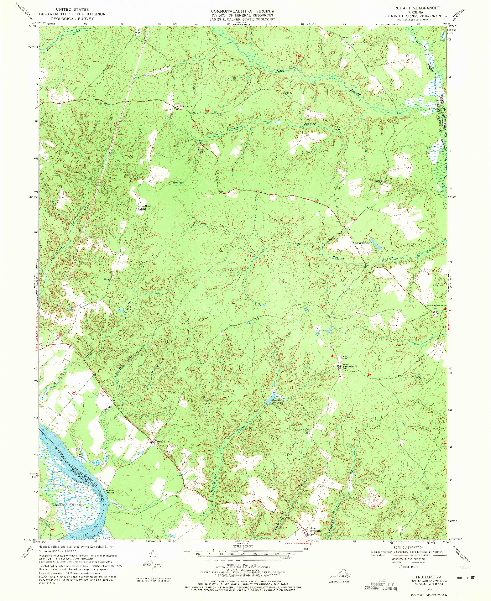 USGS 1:24000-SCALE QUADRANGLE FOR TRUHART, VA 1968