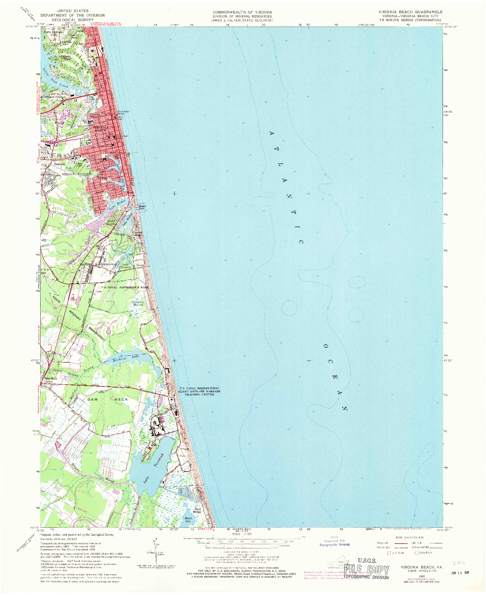 USGS 1:24000-SCALE QUADRANGLE FOR VIRGINIA BEACH, VA 1965