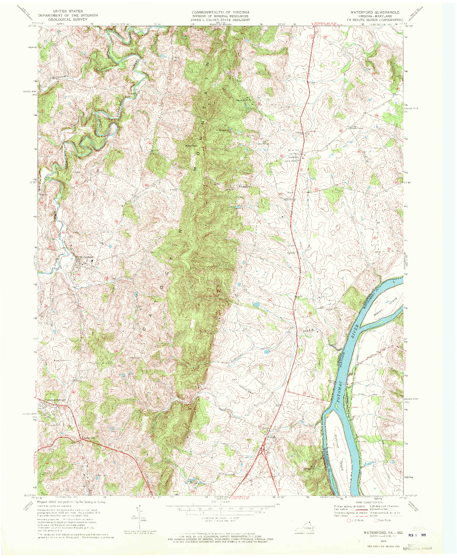 USGS 1:24000-SCALE QUADRANGLE FOR WATERFORD, VA 1970