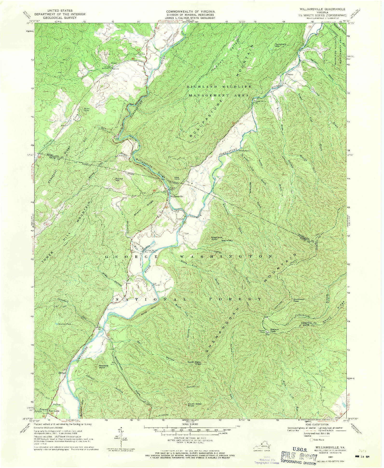 USGS 1:24000-SCALE QUADRANGLE FOR WILLIAMSVILLE, VA 1969