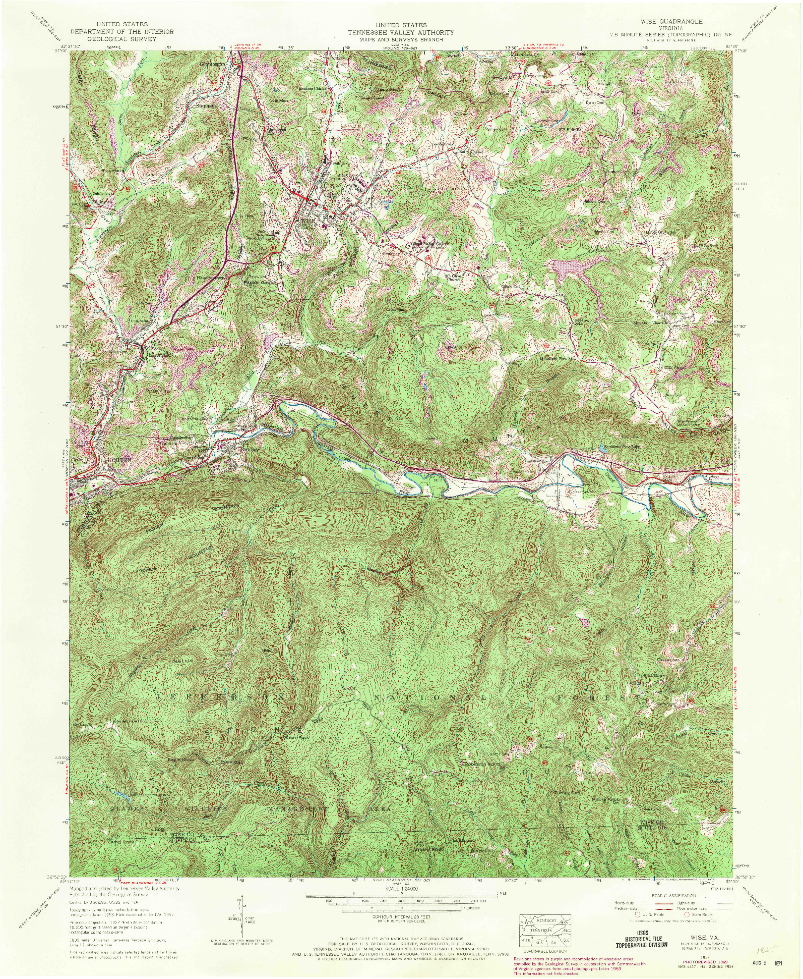 USGS 1:24000-SCALE QUADRANGLE FOR WISE, VA 1957