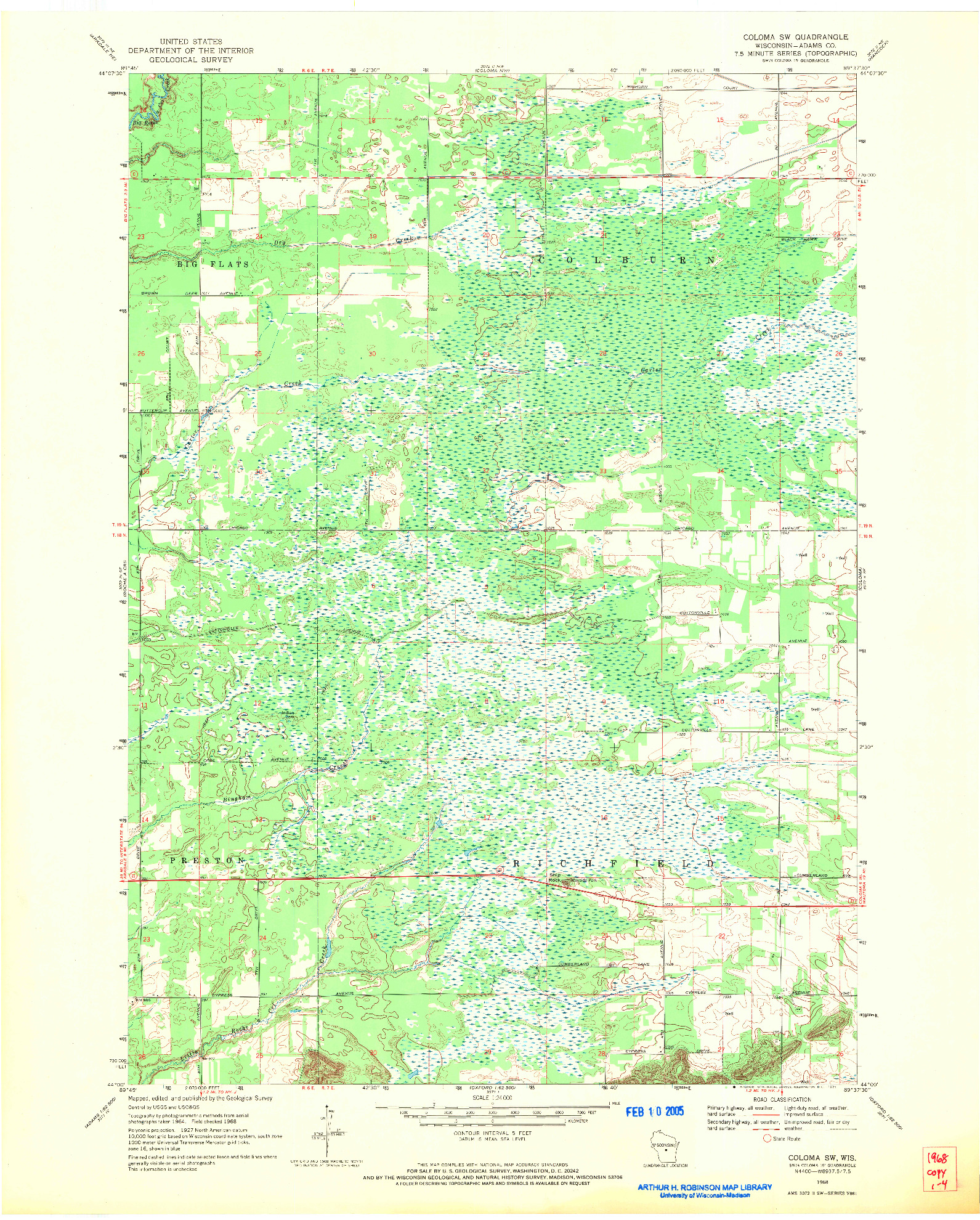 USGS 1:24000-SCALE QUADRANGLE FOR COLOMA SW, WI 1968