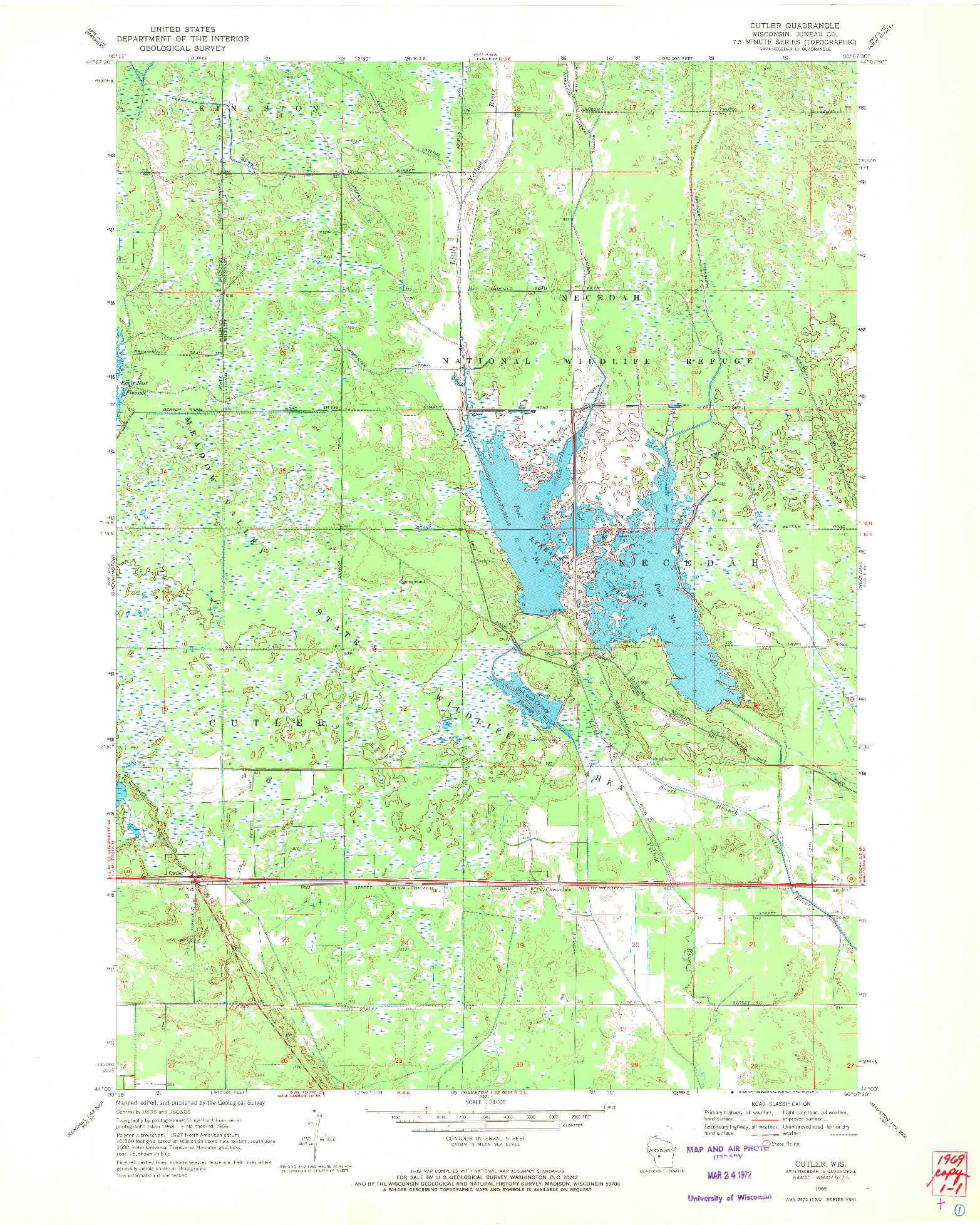 USGS 1:24000-SCALE QUADRANGLE FOR CUTLER, WI 1969
