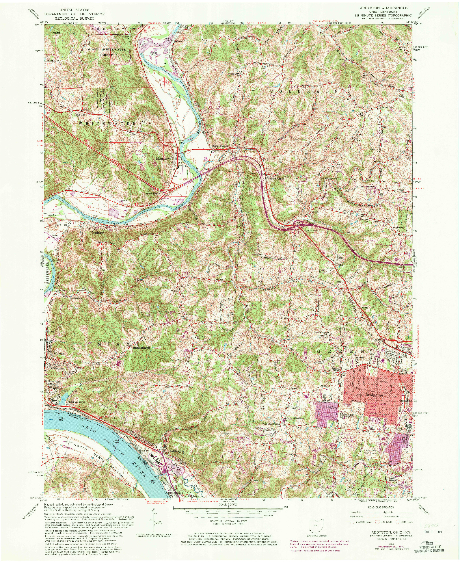 USGS 1:24000-SCALE QUADRANGLE FOR ADDYSTON, OH 1960