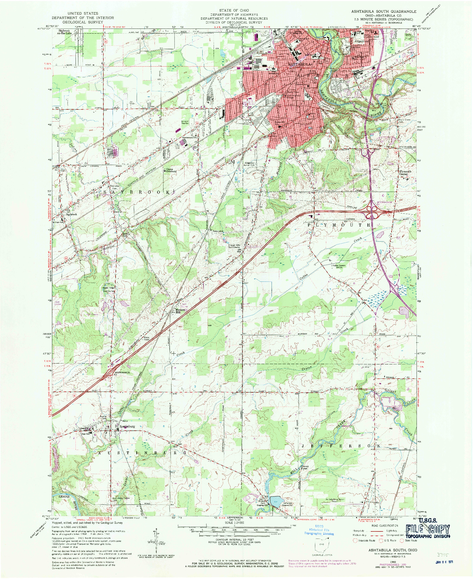 USGS 1:24000-SCALE QUADRANGLE FOR ASHTABULA SOUTH, OH 1960