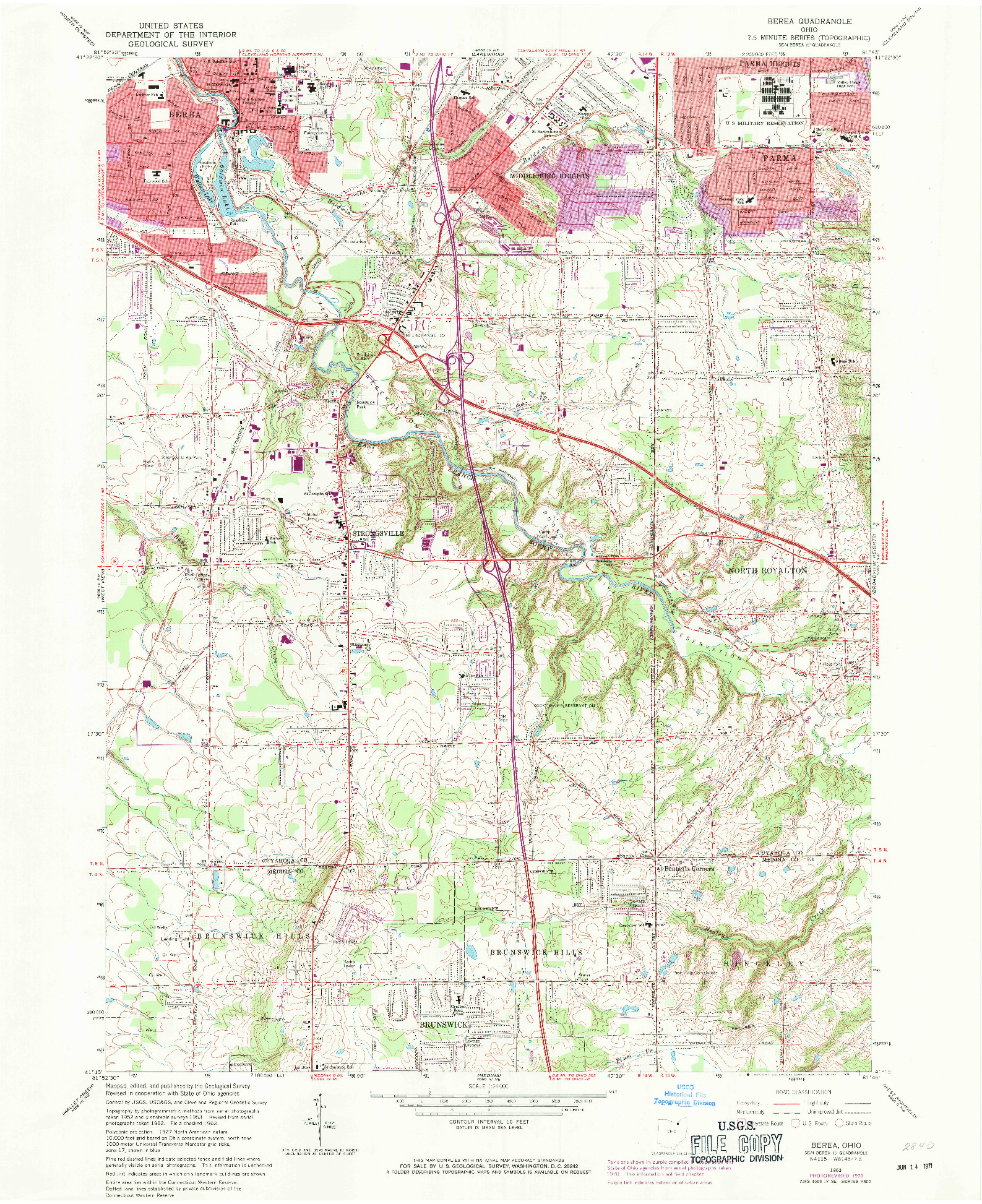 USGS 1:24000-SCALE QUADRANGLE FOR BEREA, OH 1963