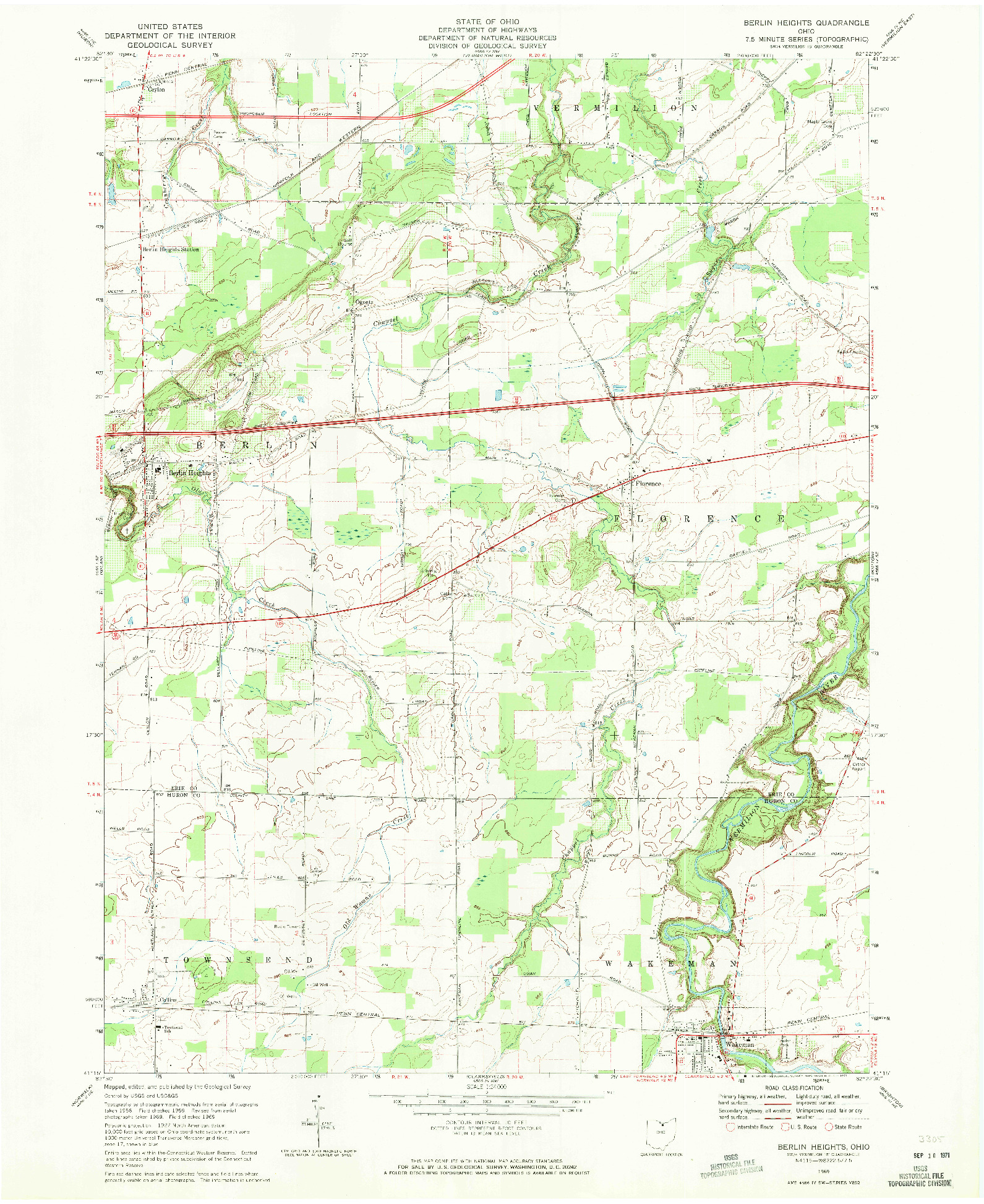 USGS 1:24000-SCALE QUADRANGLE FOR BERLIN HEIGHTS, OH 1969