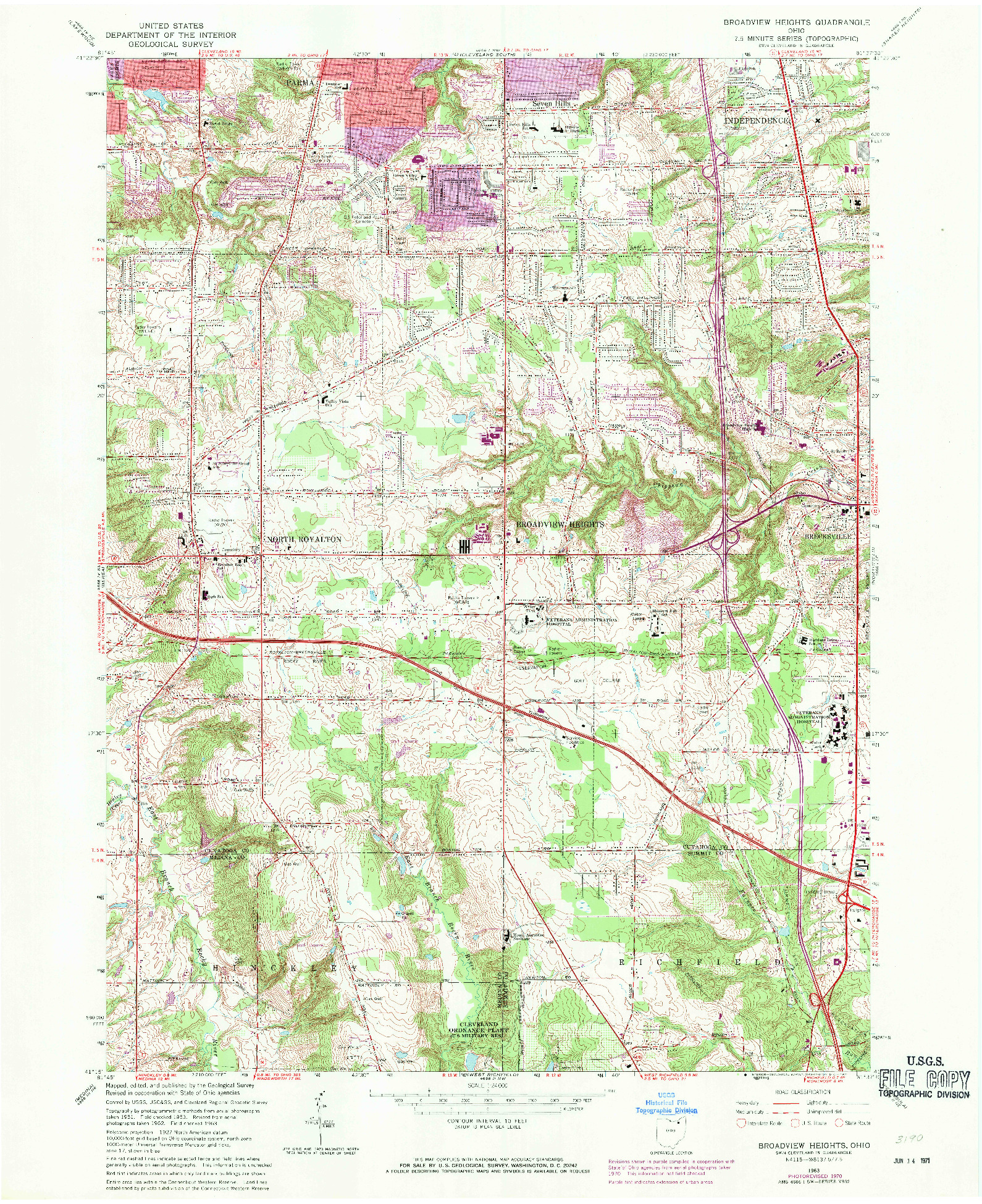 USGS 1:24000-SCALE QUADRANGLE FOR BROADVIEW HEIGHTS, OH 1963