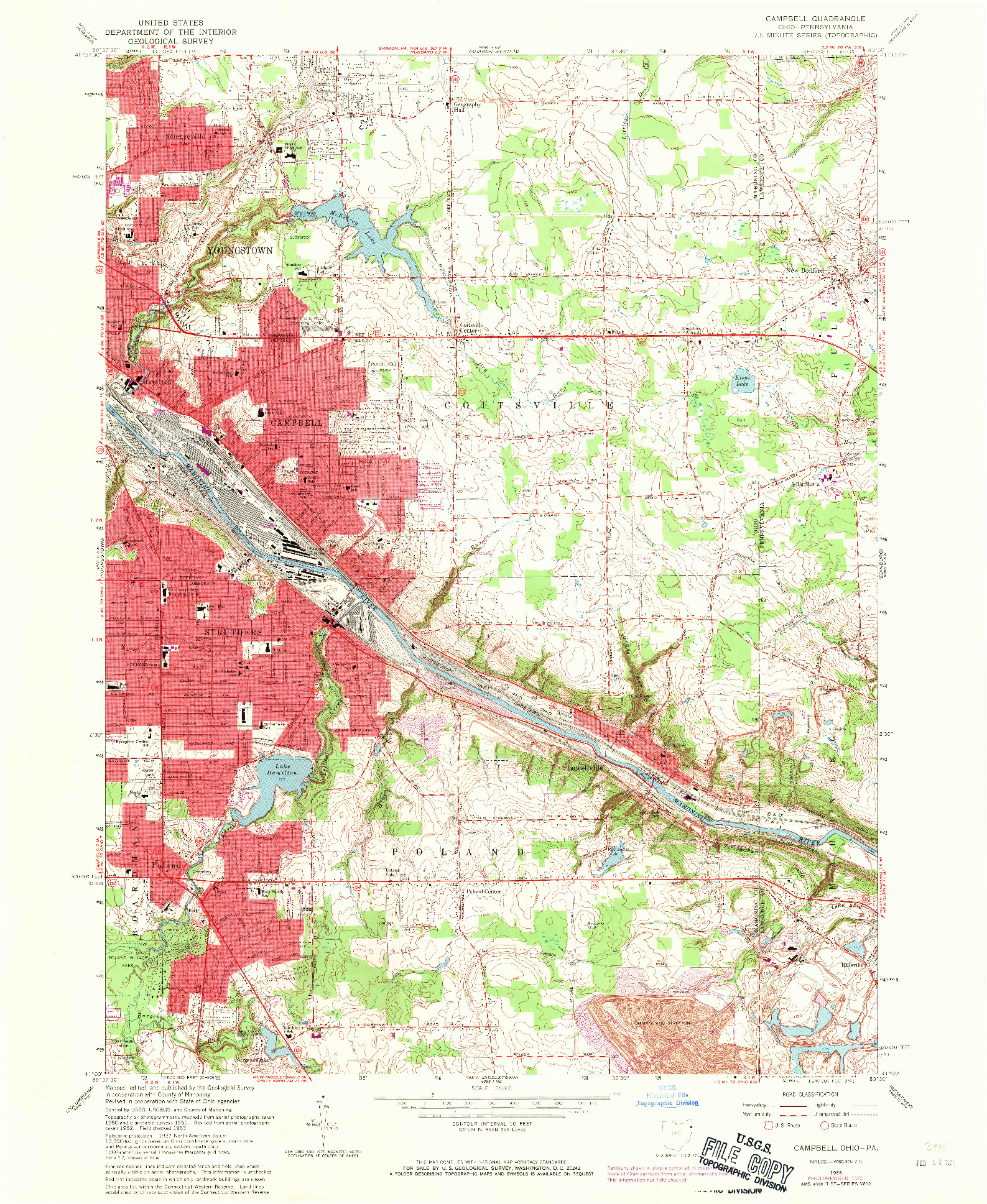 USGS 1:24000-SCALE QUADRANGLE FOR CAMPBELL, OH 1963