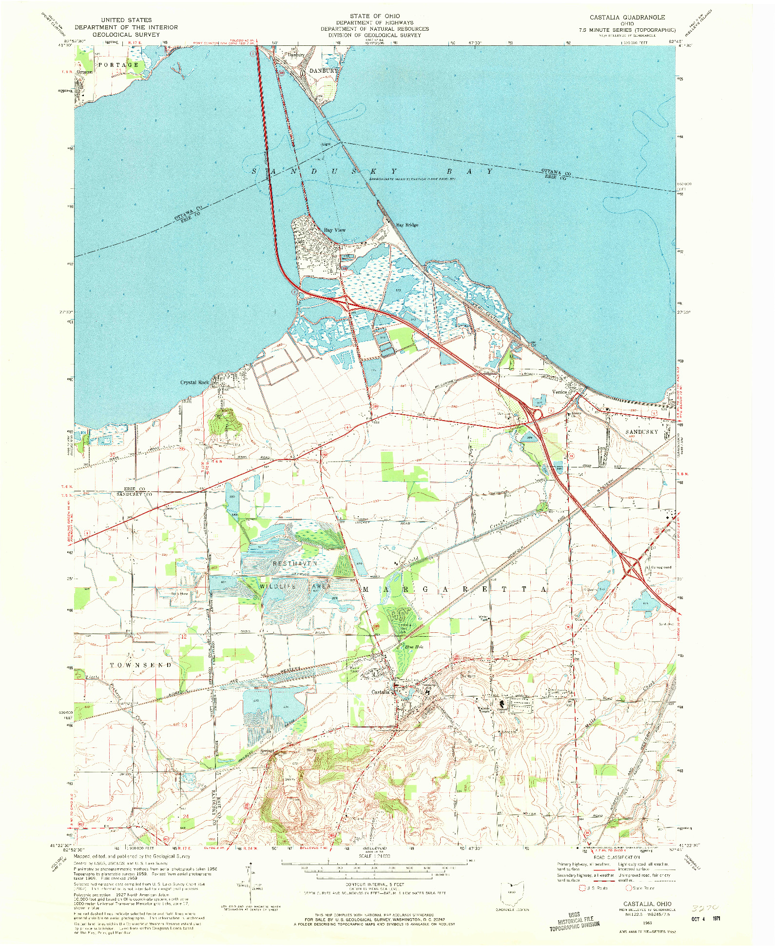 USGS 1:24000-SCALE QUADRANGLE FOR CASTALIA, OH 1969