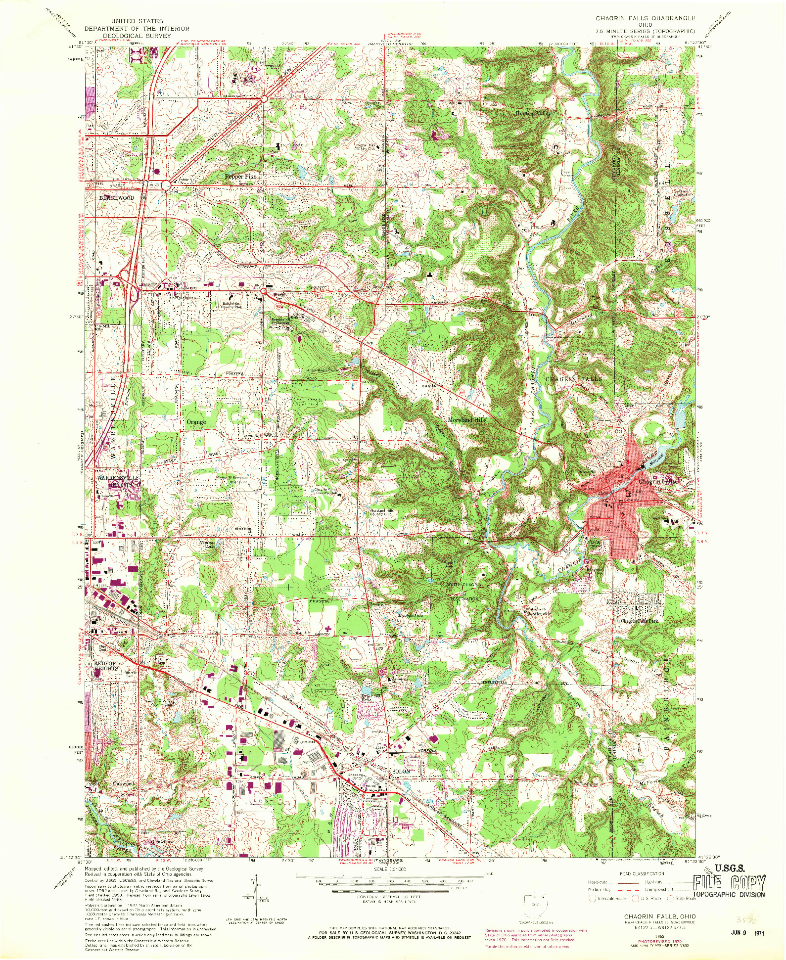 USGS 1:24000-SCALE QUADRANGLE FOR CHAGRIN FALLS, OH 1963