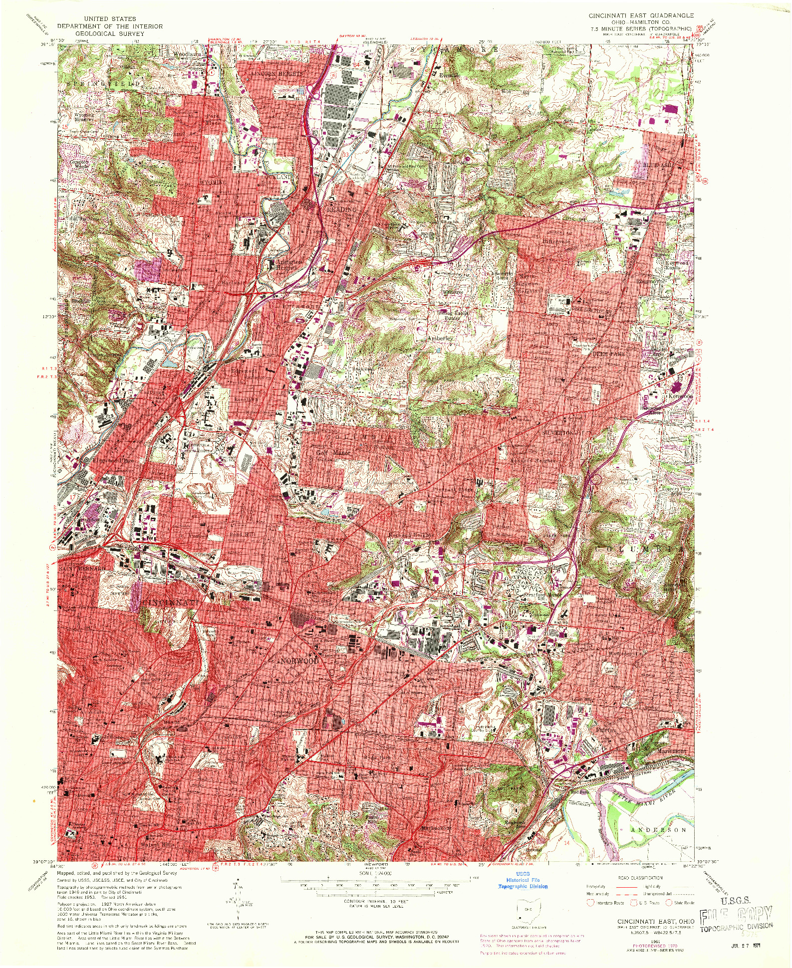 USGS 1:24000-SCALE QUADRANGLE FOR CINCINNATI EAST, OH 1961