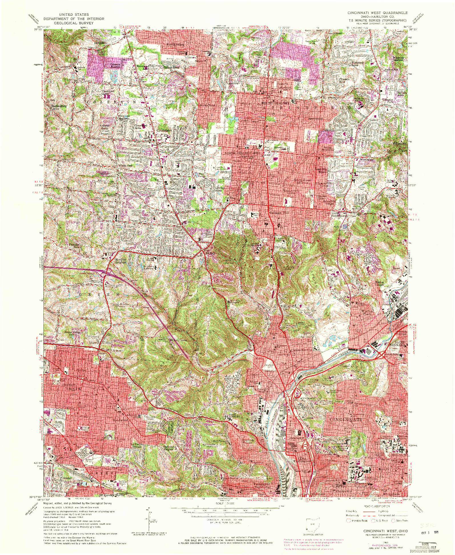 USGS 1:24000-SCALE QUADRANGLE FOR CINCINNATI WEST, OH 1961