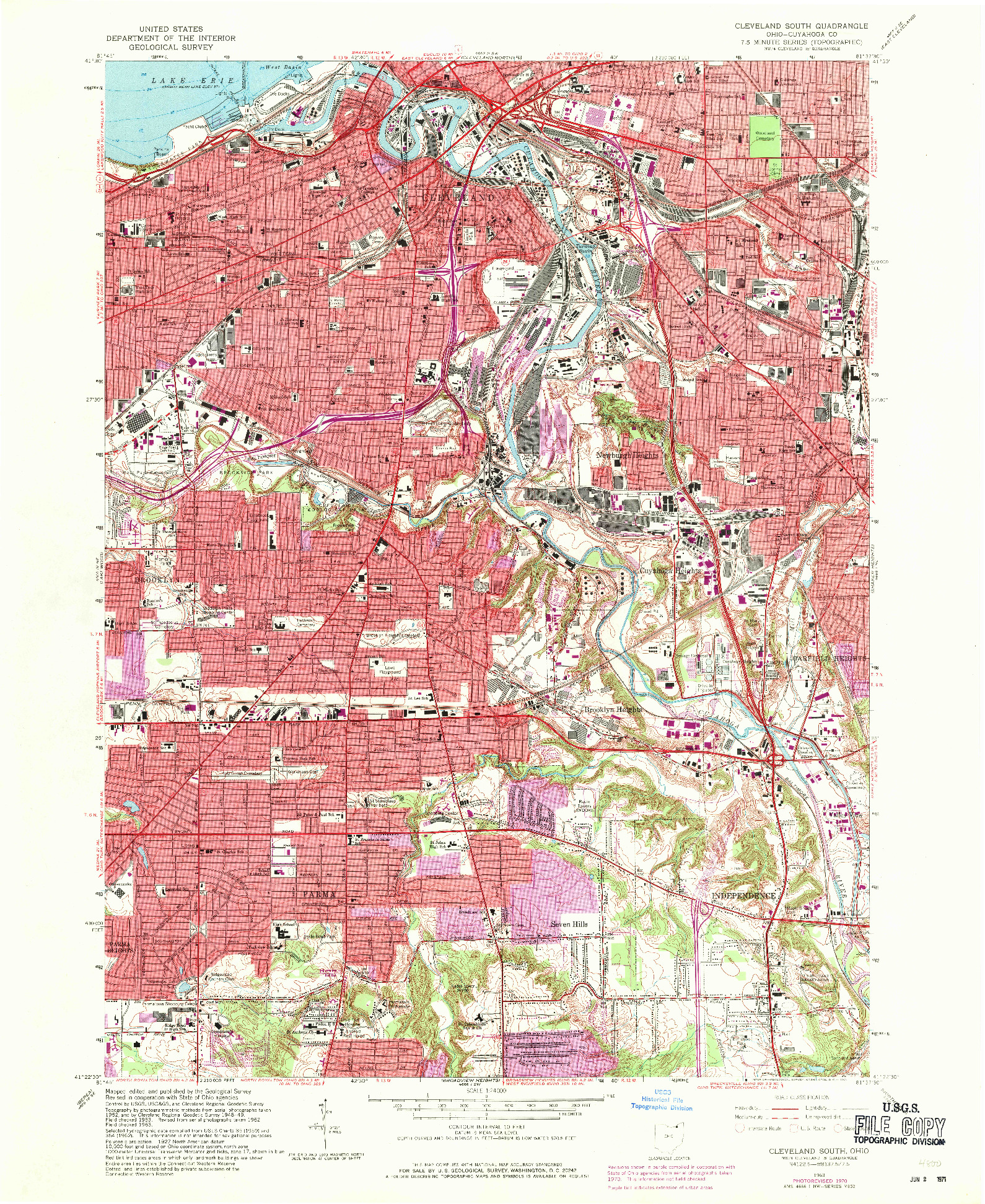 USGS 1:24000-SCALE QUADRANGLE FOR CLEVELAND SOUTH, OH 1963