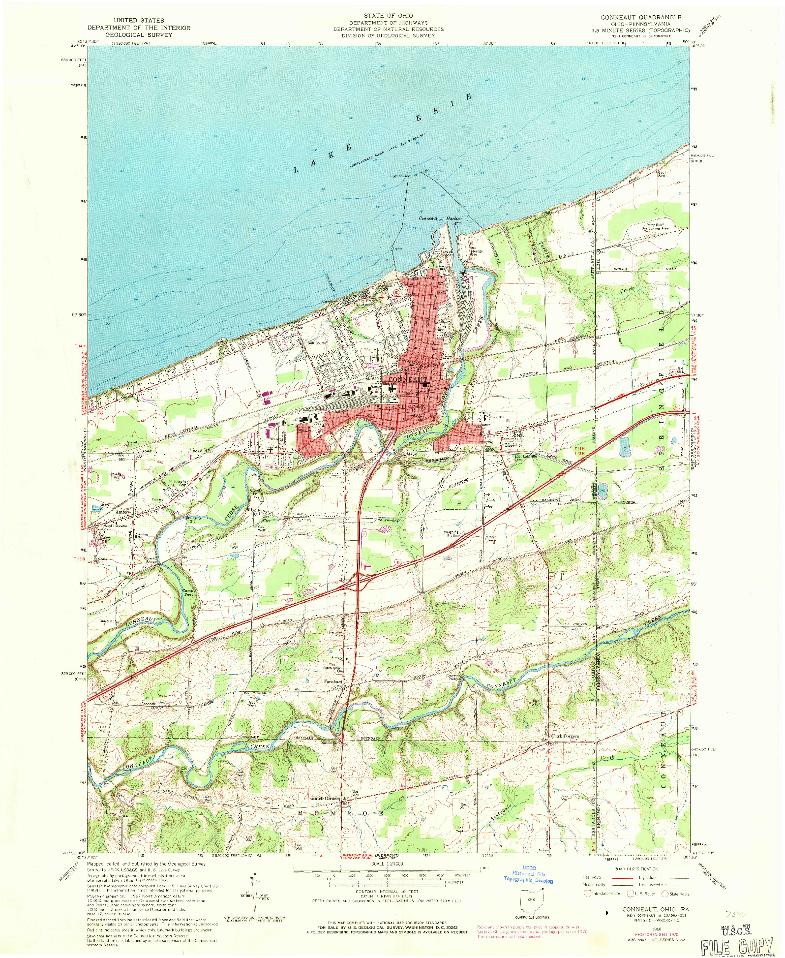 USGS 1:24000-SCALE QUADRANGLE FOR CONNEAUT, OH 1960