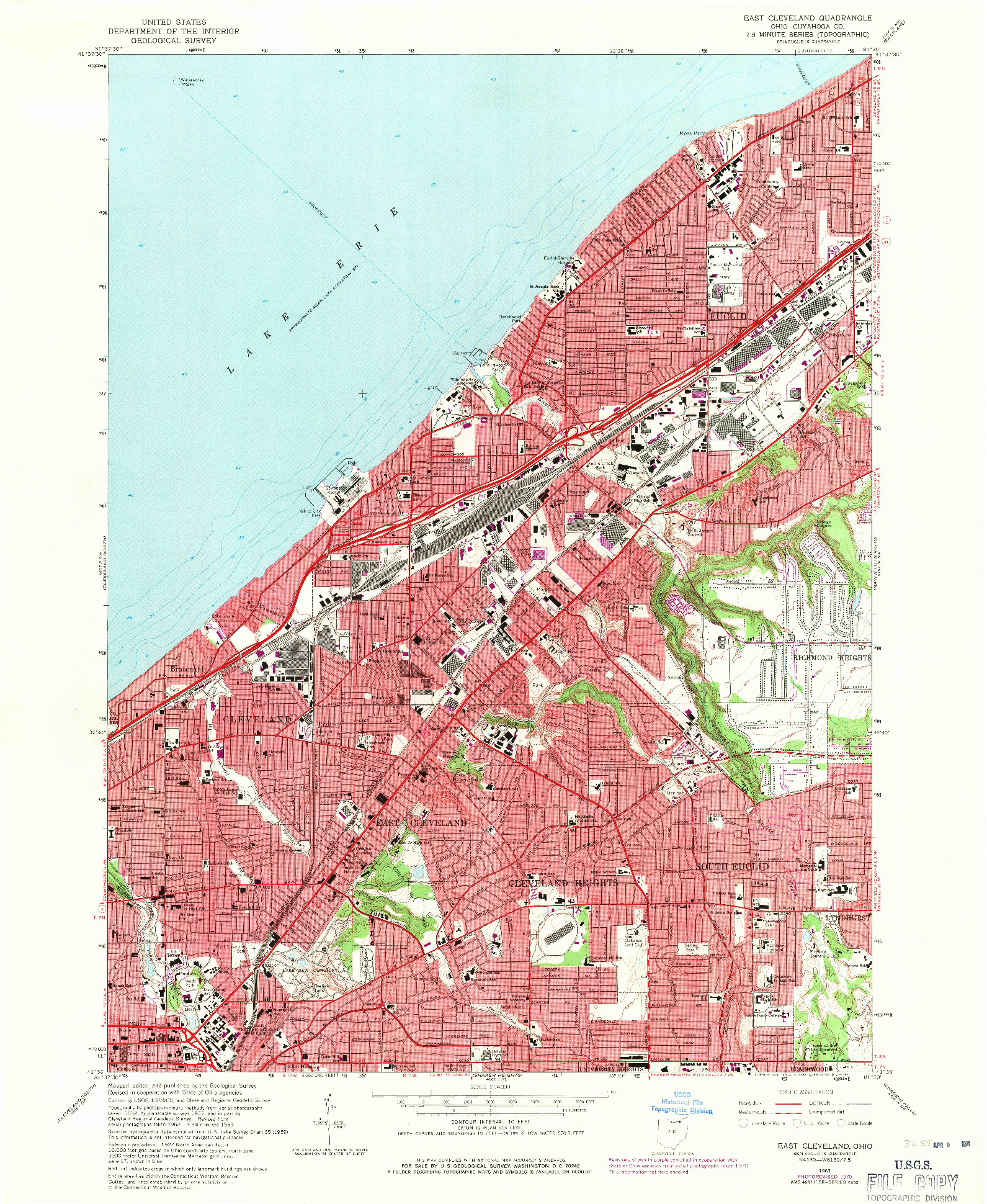 USGS 1:24000-SCALE QUADRANGLE FOR EAST CLEVELAND, OH 1963