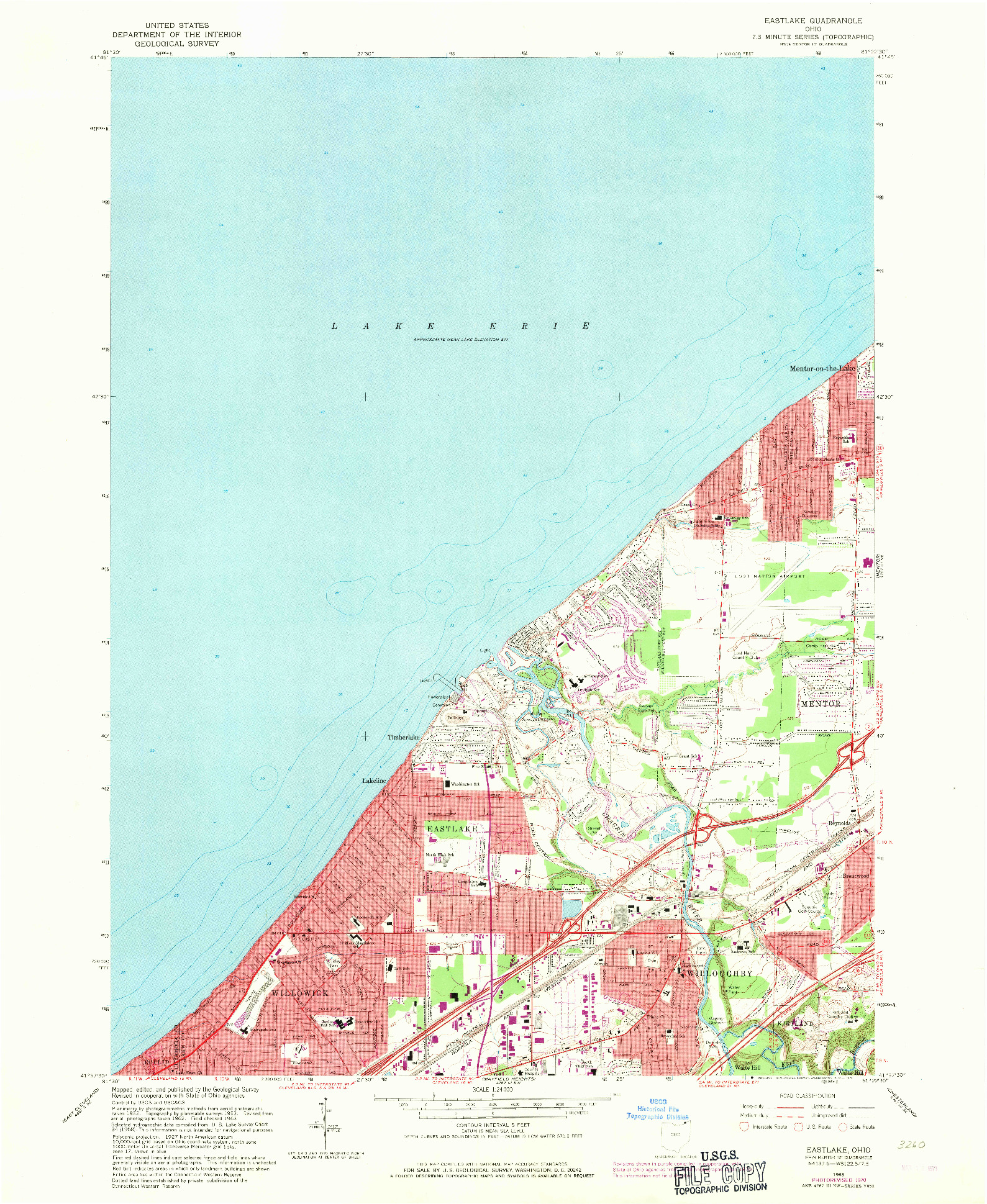 USGS 1:24000-SCALE QUADRANGLE FOR EASTLAKE, OH 1963