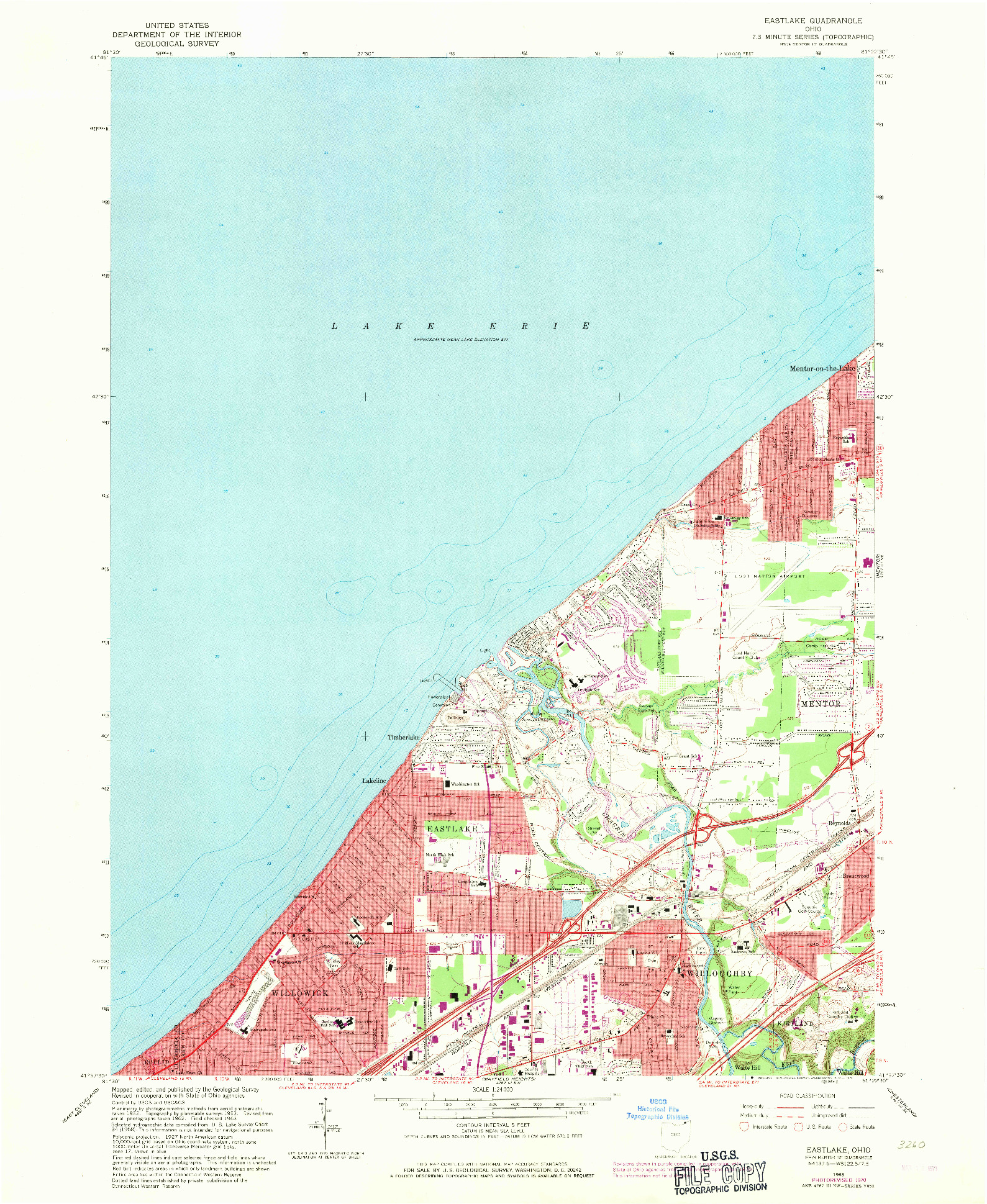 USGS 1:24000-SCALE QUADRANGLE FOR EASTLAKE, OH 1963
