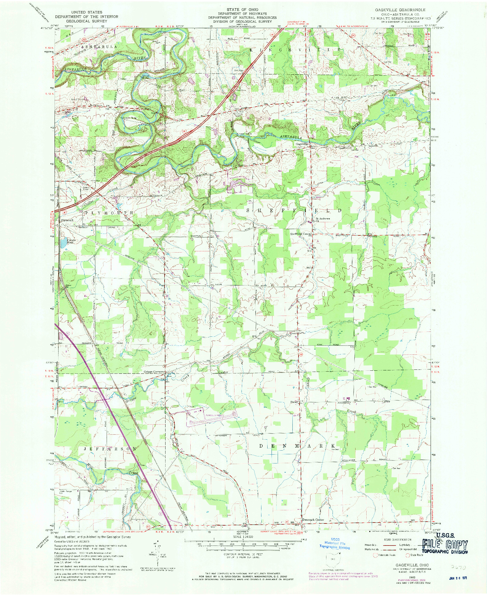 USGS 1:24000-SCALE QUADRANGLE FOR GAGEVILLE, OH 1960