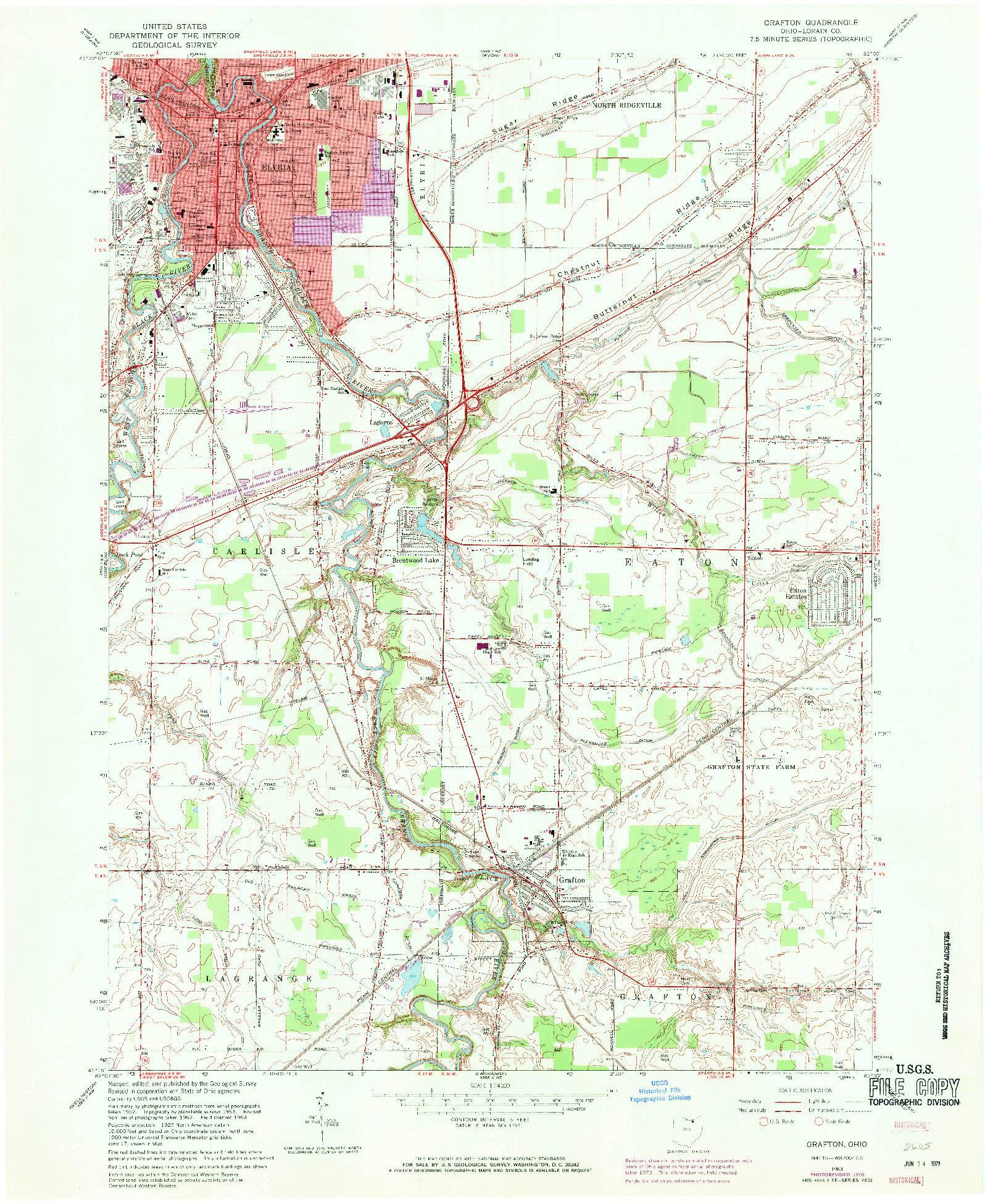 USGS 1:24000-SCALE QUADRANGLE FOR GRAFTON, OH 1963