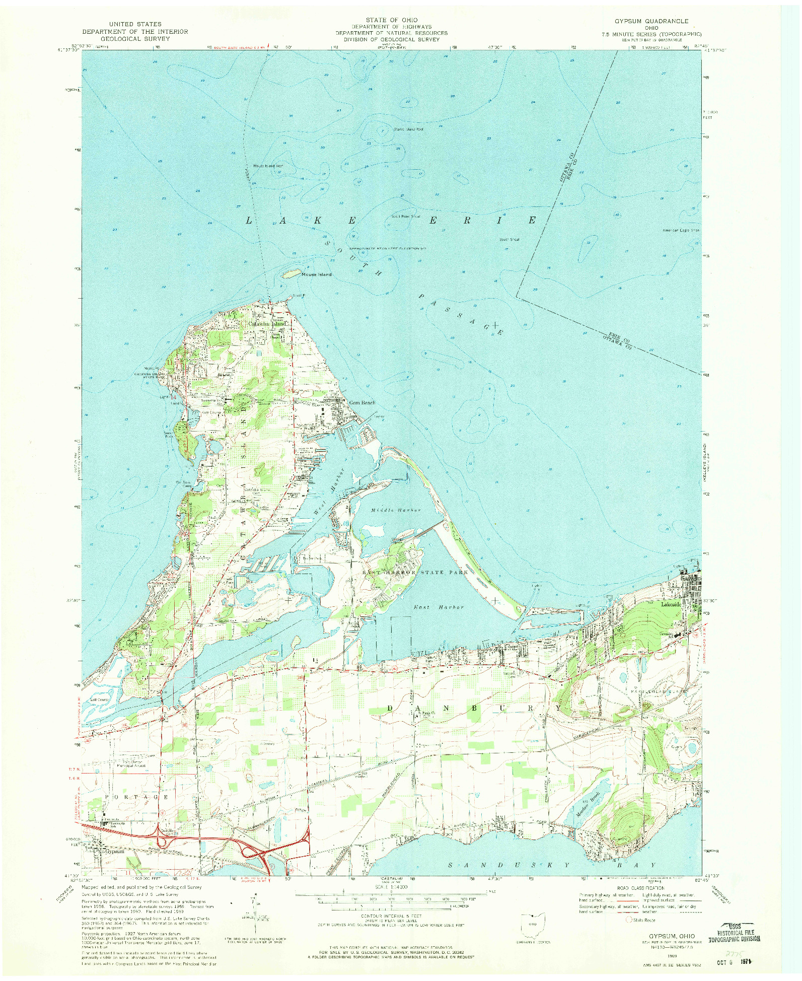 USGS 1:24000-SCALE QUADRANGLE FOR GYPSUM, OH 1969