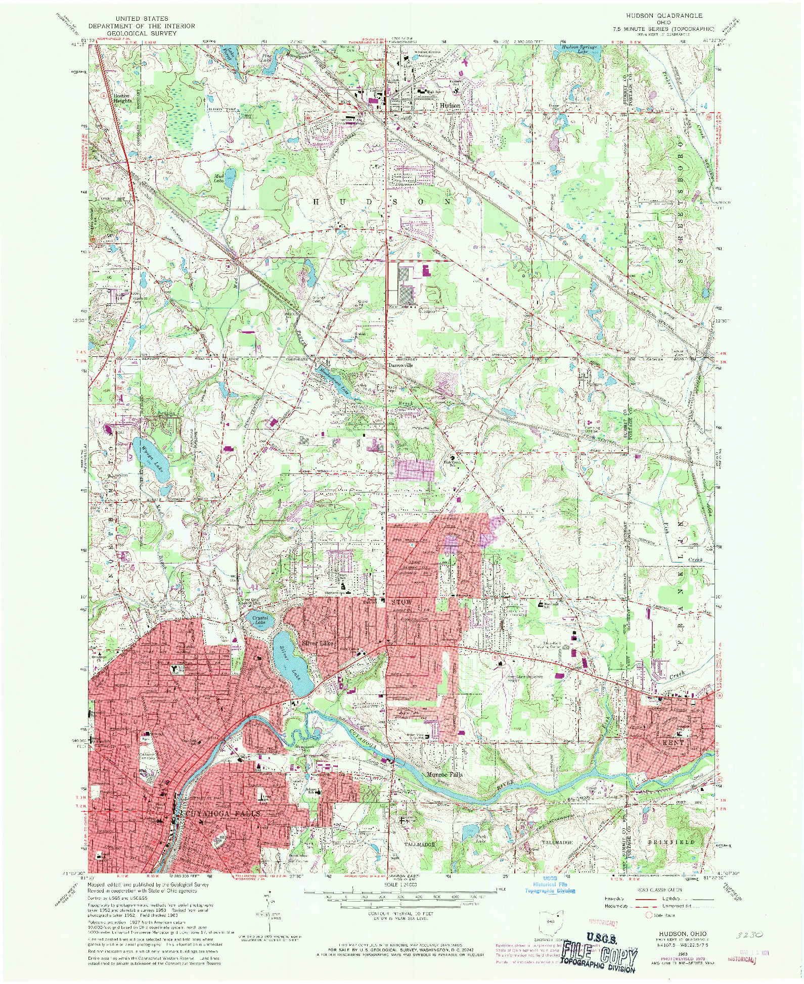 USGS 1:24000-SCALE QUADRANGLE FOR HUDSON, OH 1963