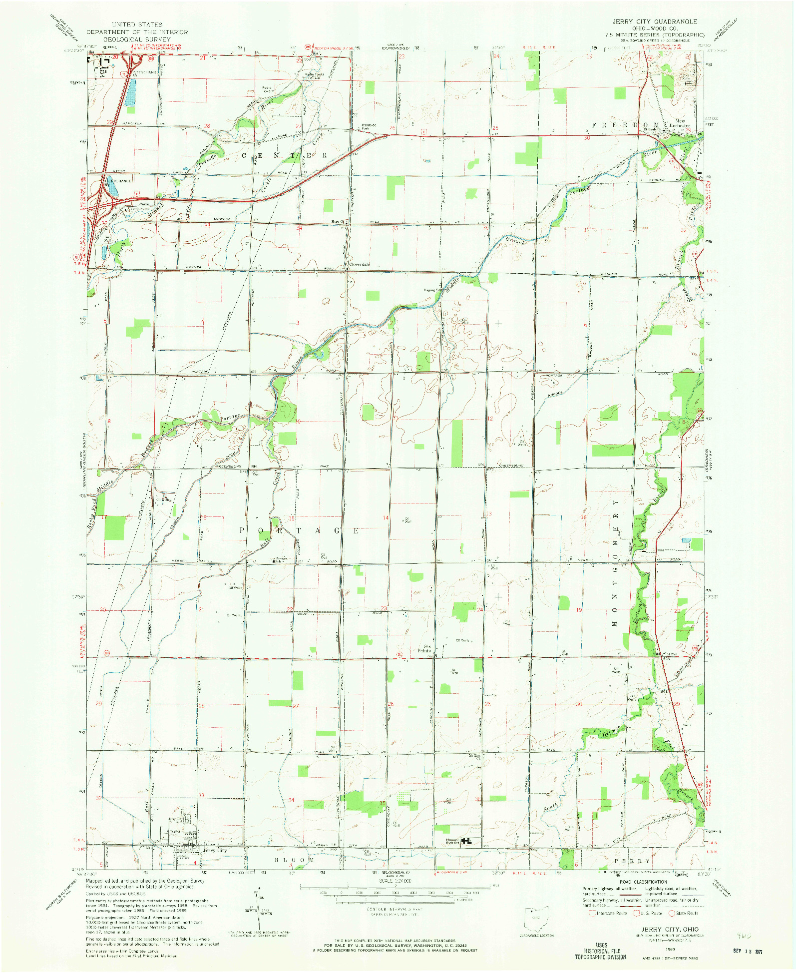 USGS 1:24000-SCALE QUADRANGLE FOR JERRY CITY, OH 1969