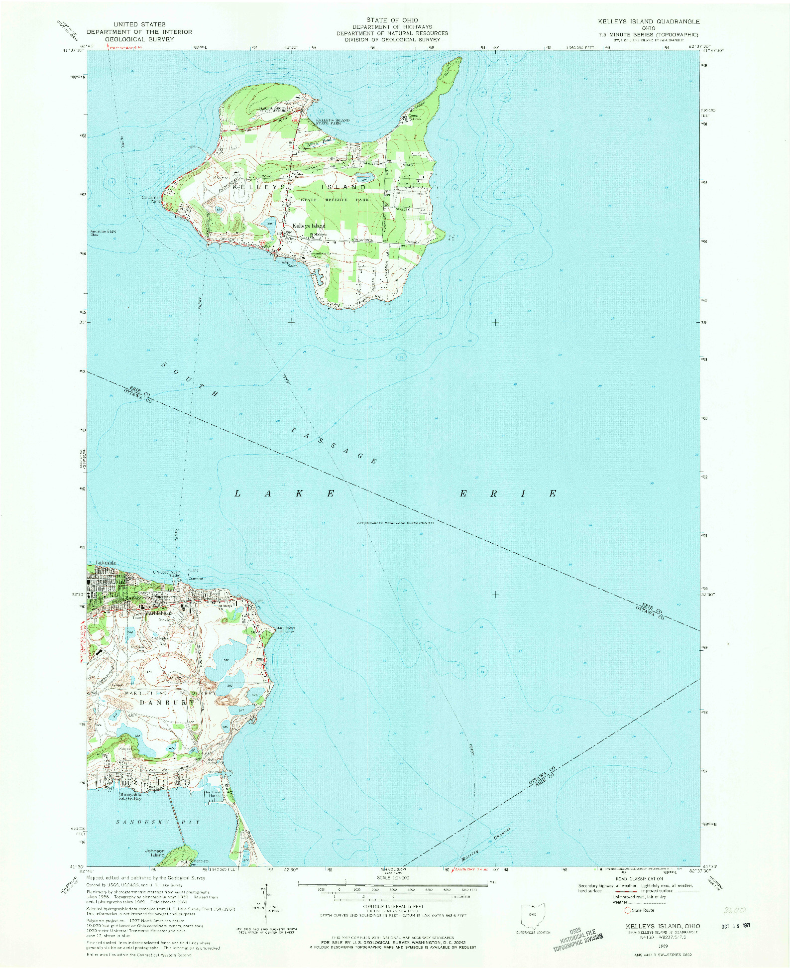 USGS 1:24000-SCALE QUADRANGLE FOR KELLEYS ISLAND, OH 1969