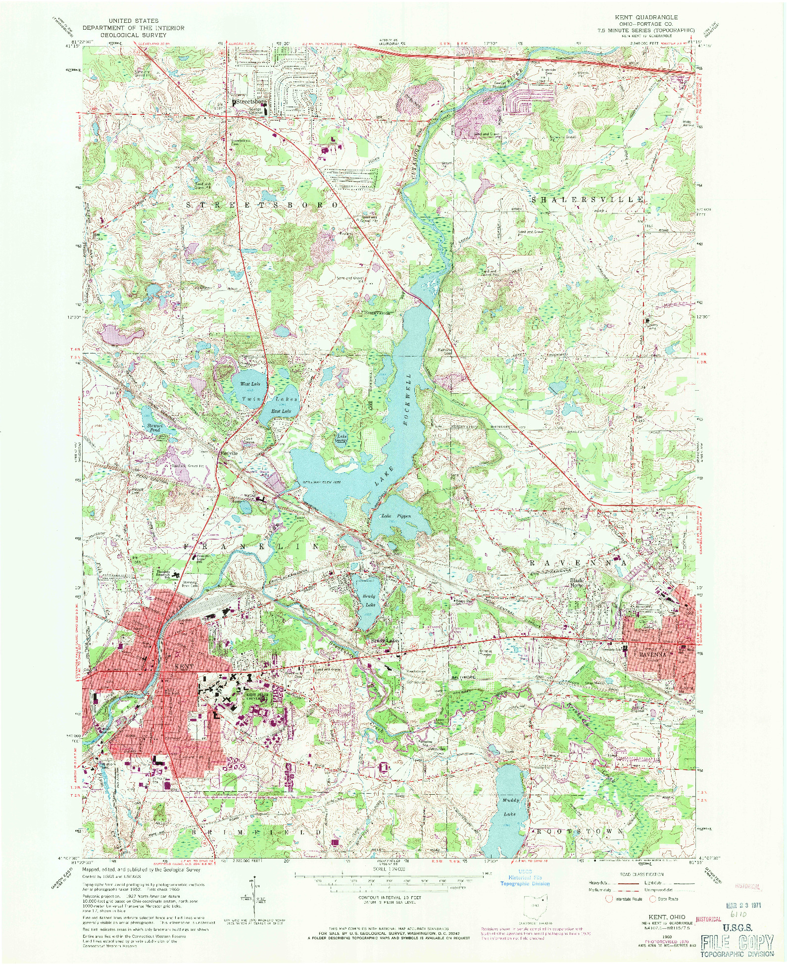 USGS 1:24000-SCALE QUADRANGLE FOR KENT, OH 1960