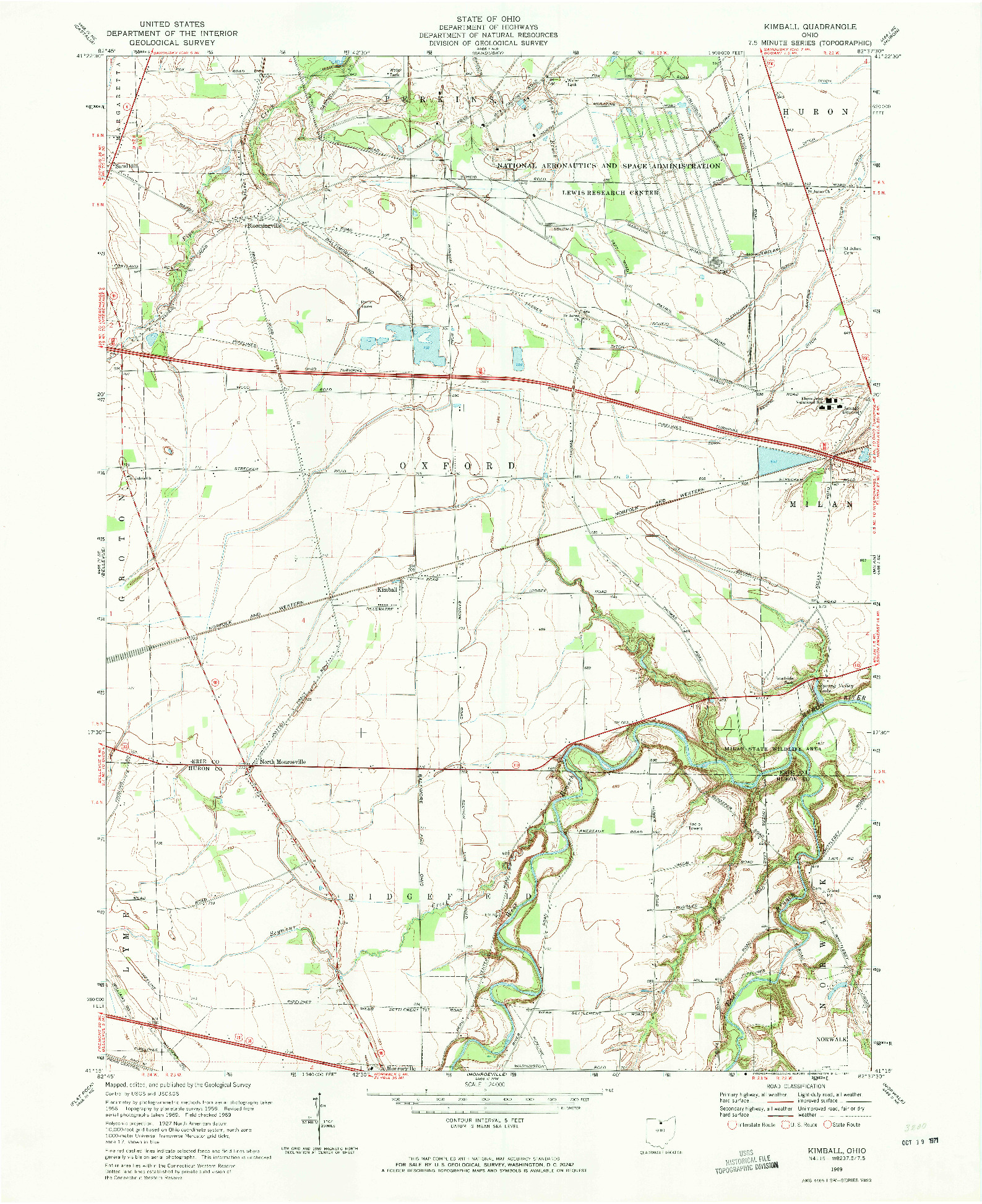 USGS 1:24000-SCALE QUADRANGLE FOR KIMBALL, OH 1969