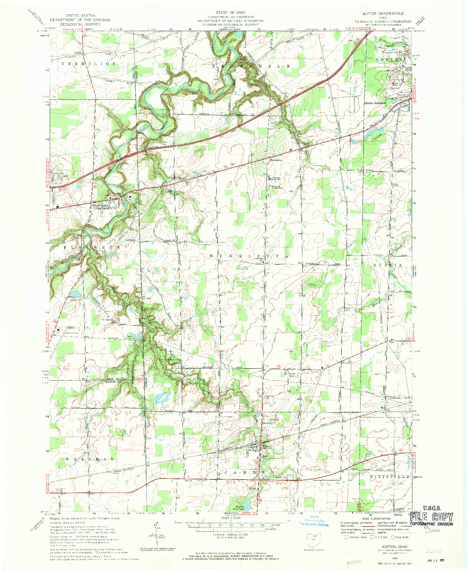 USGS 1:24000-SCALE QUADRANGLE FOR KIPTON, OH 1969