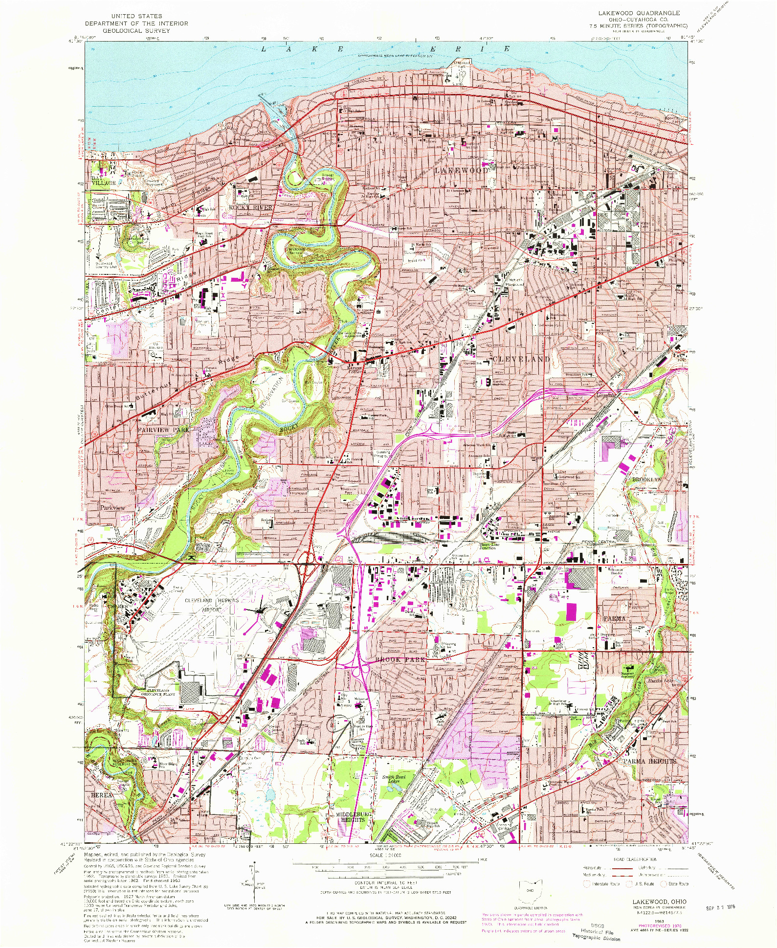 USGS 1:24000-SCALE QUADRANGLE FOR LAKEWOOD, OH 1963