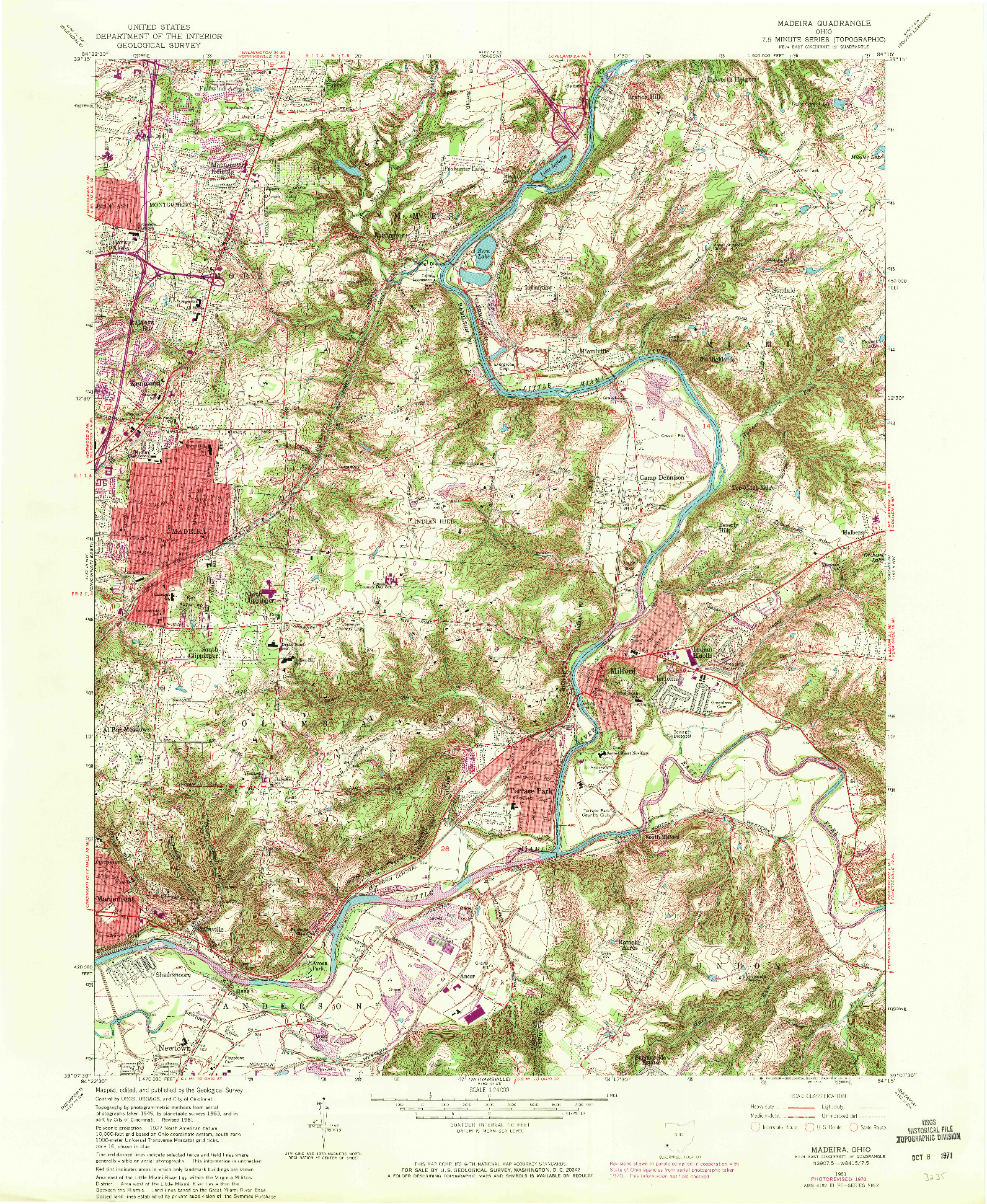 USGS 1:24000-SCALE QUADRANGLE FOR MADEIRA, OH 1961