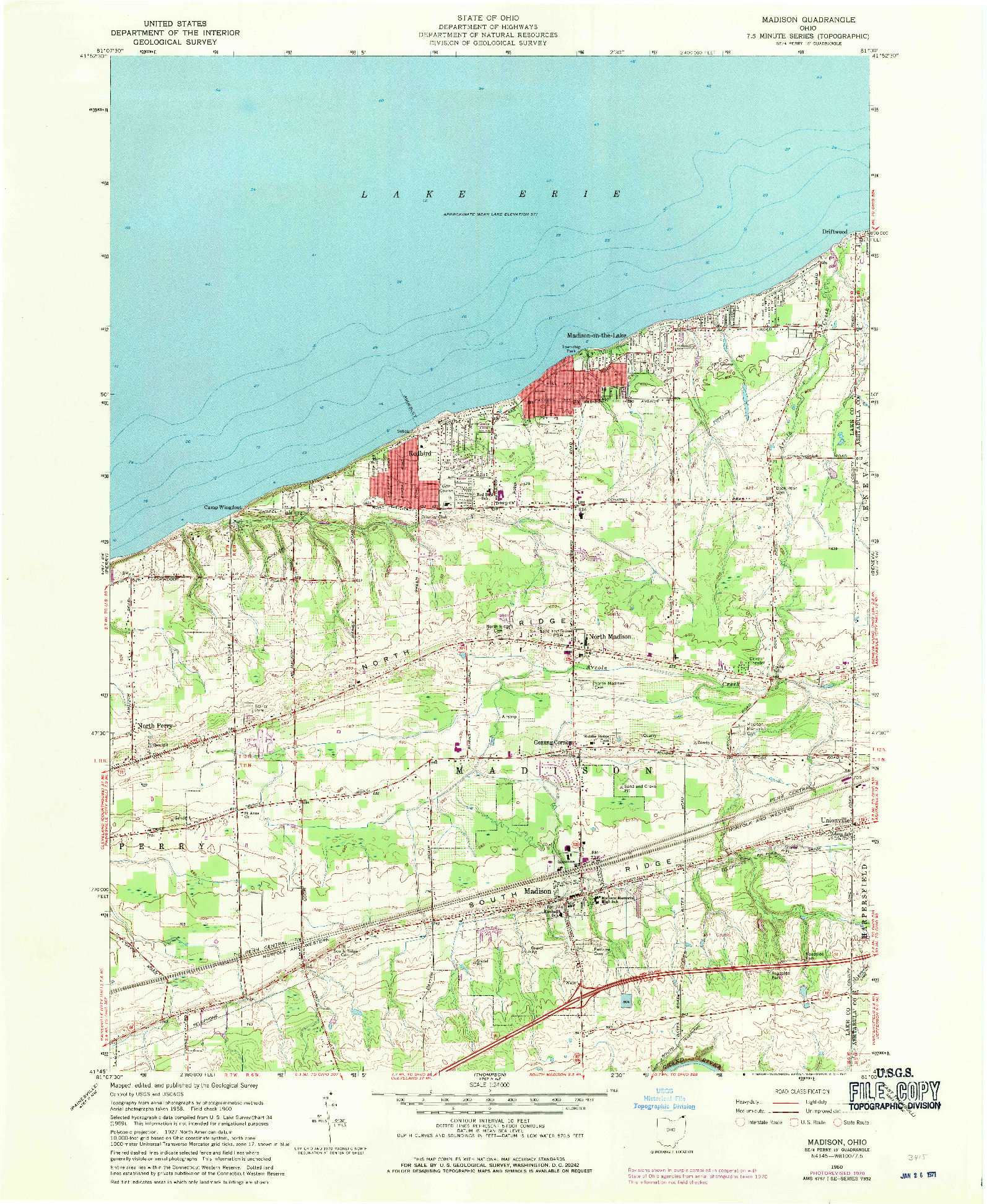 USGS 1:24000-SCALE QUADRANGLE FOR MADISON, OH 1960