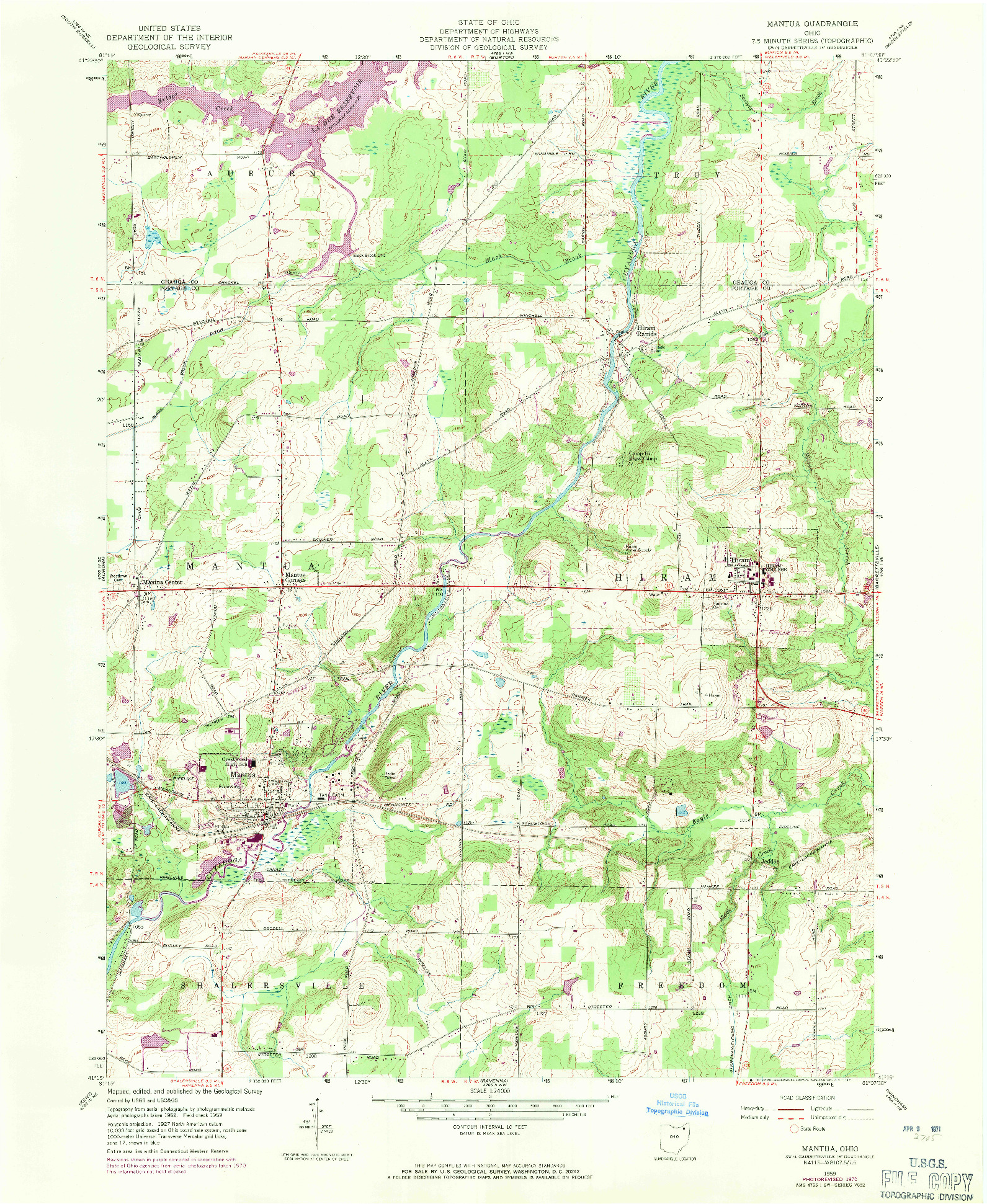 USGS 1:24000-SCALE QUADRANGLE FOR MANTUA, OH 1959