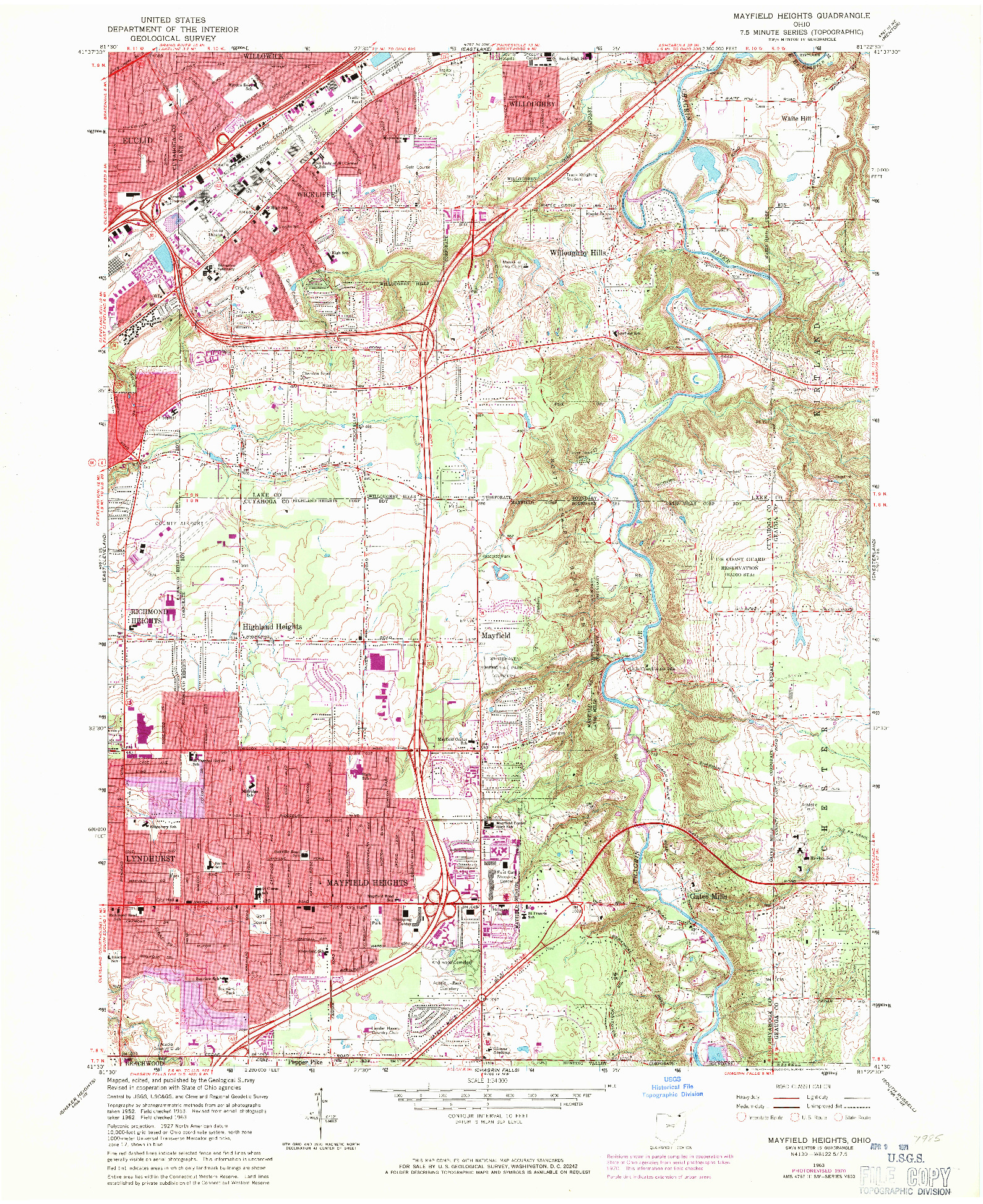 USGS 1:24000-SCALE QUADRANGLE FOR MAYFIELD HEIGHTS, OH 1963