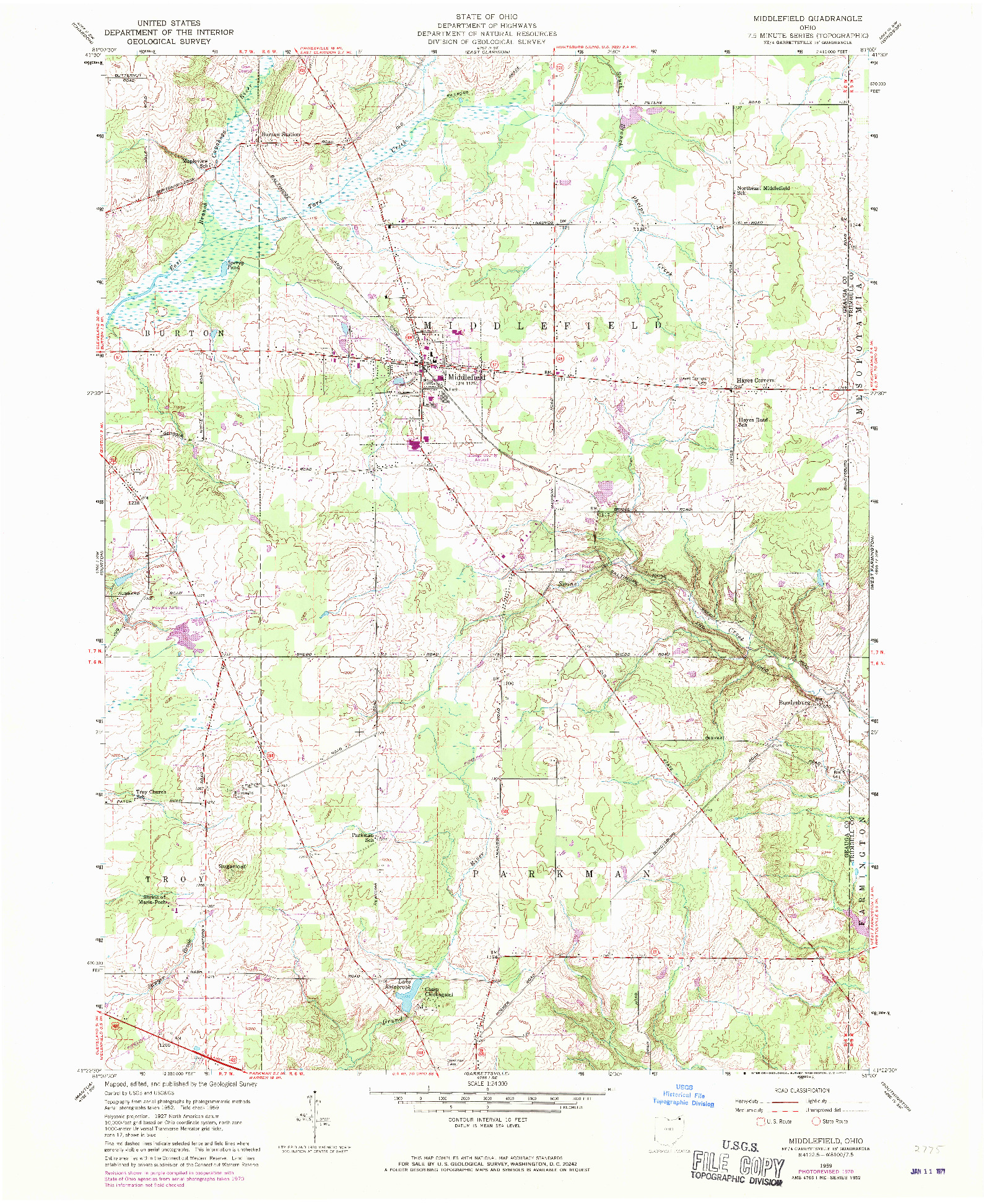 USGS 1:24000-SCALE QUADRANGLE FOR MIDDLEFIELD, OH 1959