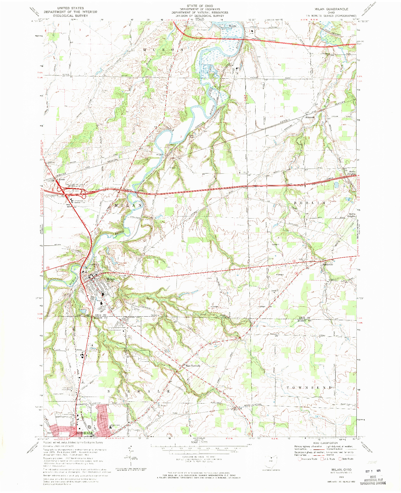 USGS 1:24000-SCALE QUADRANGLE FOR MILAN, OH 1969