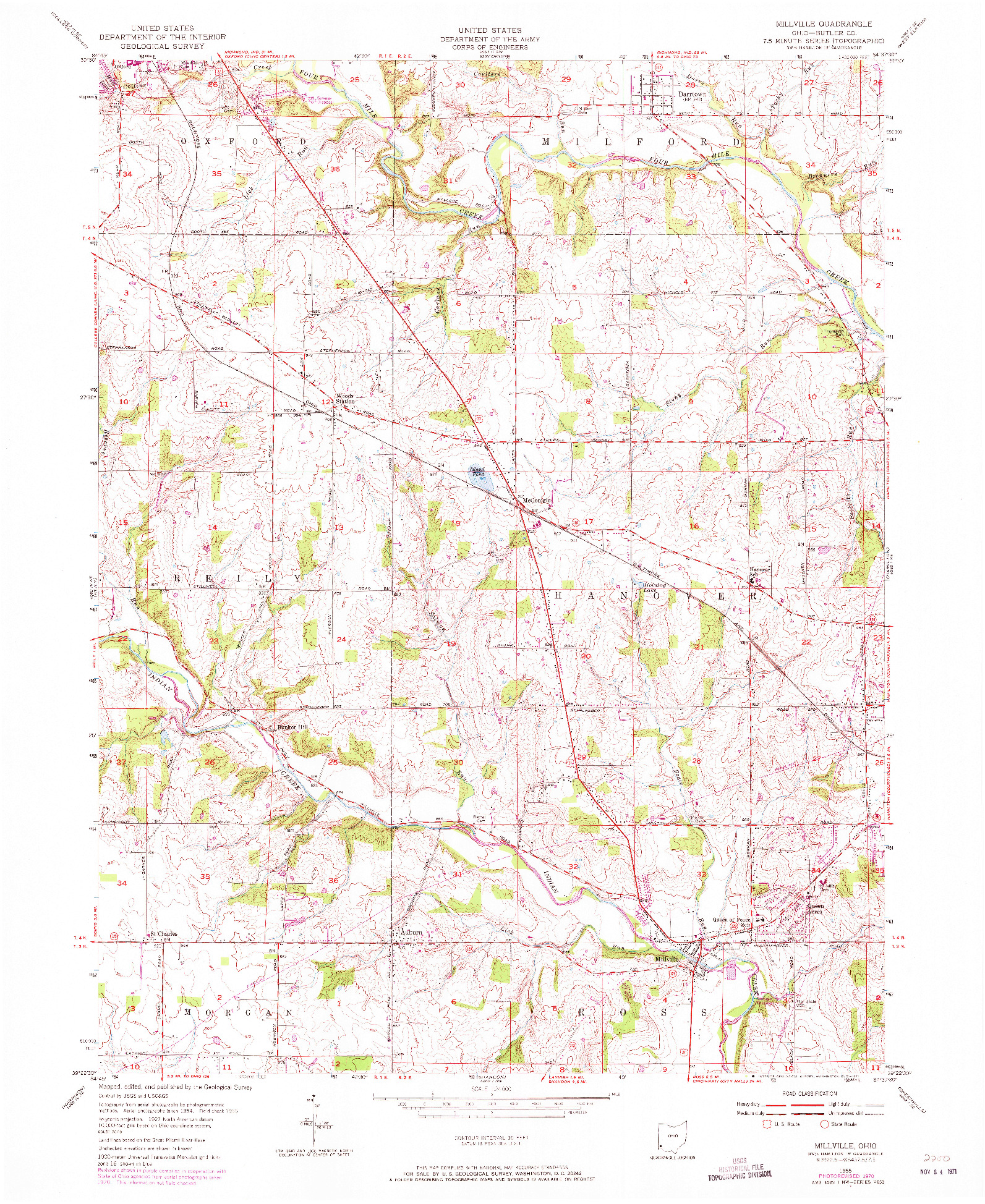 USGS 1:24000-SCALE QUADRANGLE FOR MILLVILLE, OH 1955