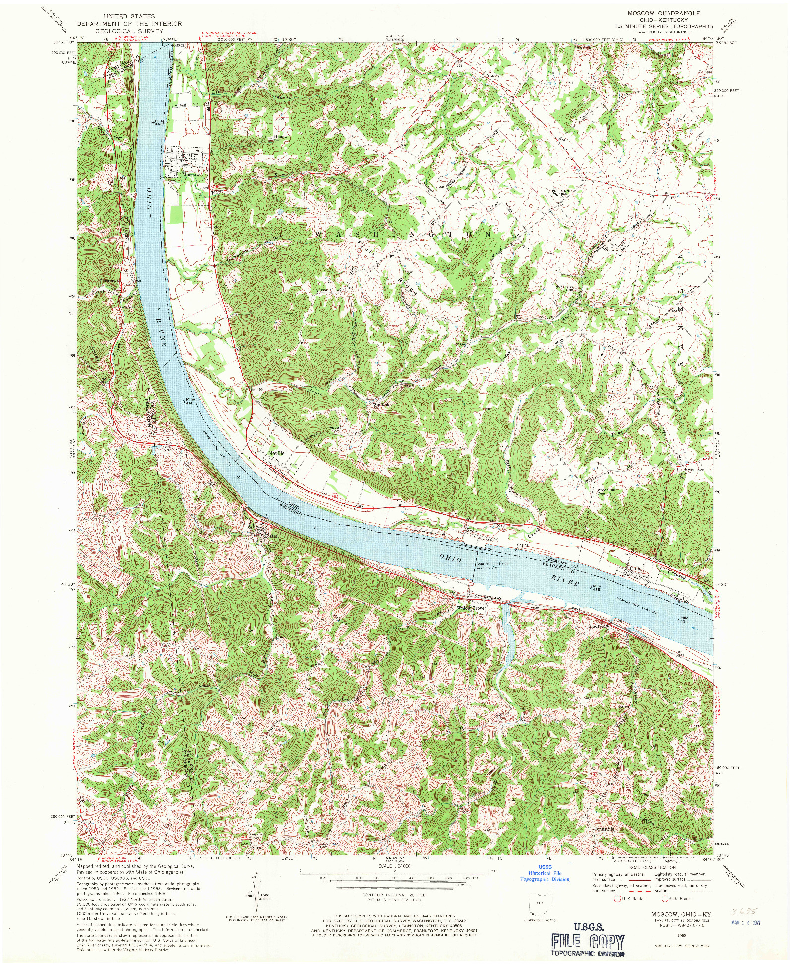 USGS 1:24000-SCALE QUADRANGLE FOR MOSCOW, OH 1968