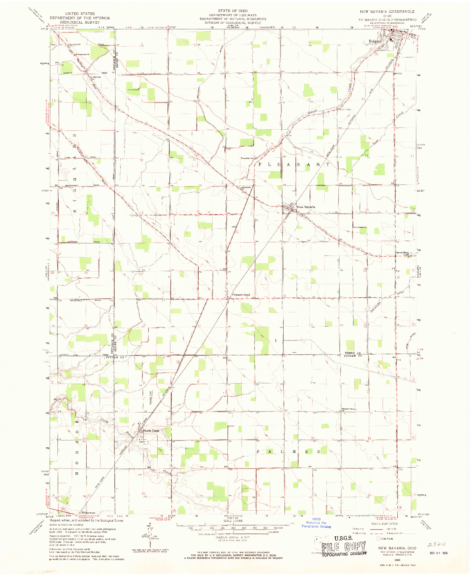 USGS 1:24000-SCALE QUADRANGLE FOR NEW BAVARIA, OH 1960