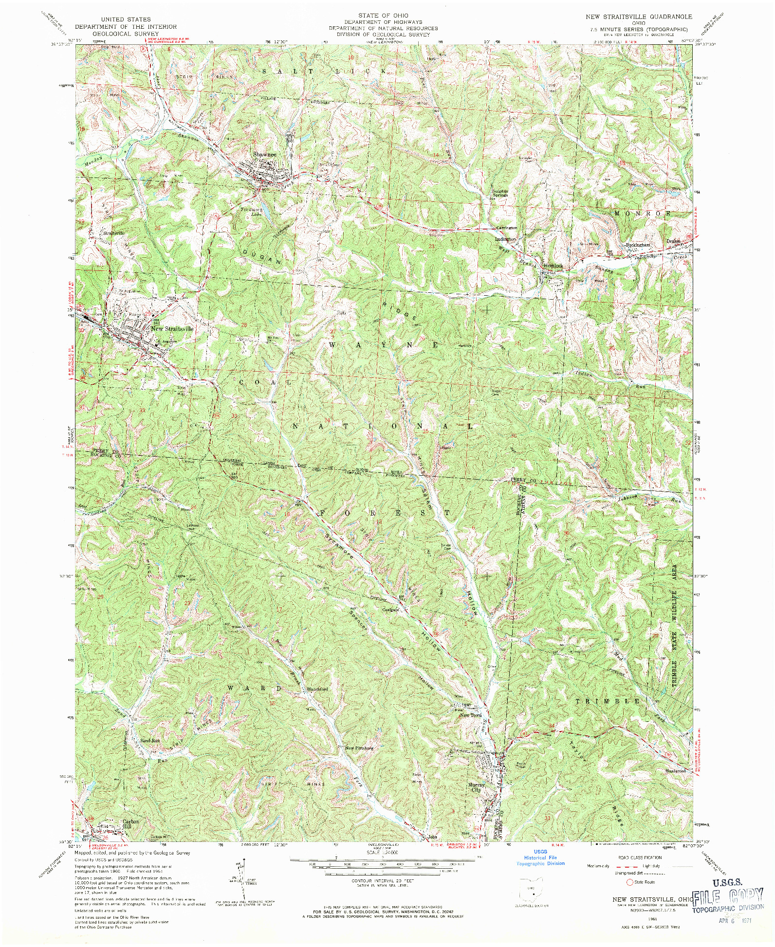 USGS 1:24000-SCALE QUADRANGLE FOR NEW STRAITSVILLE, OH 1961