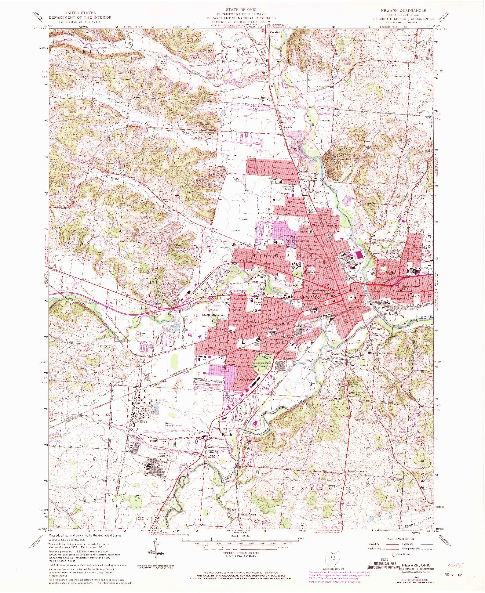 USGS 1:24000-SCALE QUADRANGLE FOR NEWARK, OH 1961