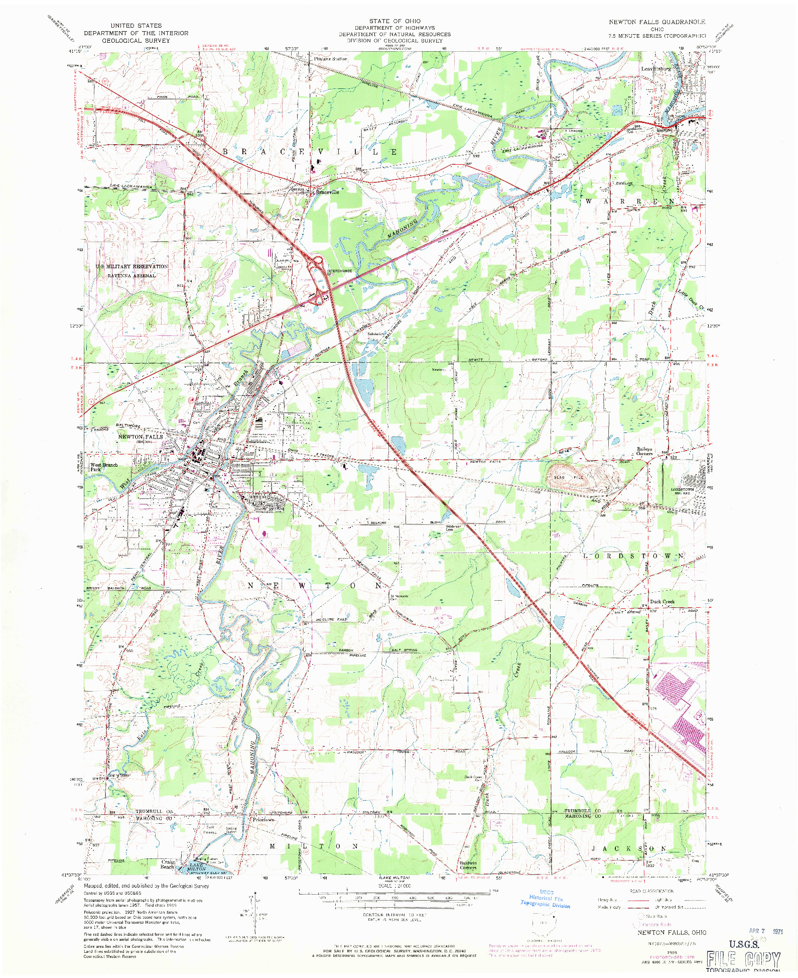 USGS 1:24000-SCALE QUADRANGLE FOR NEWTON FALLS, OH 1959