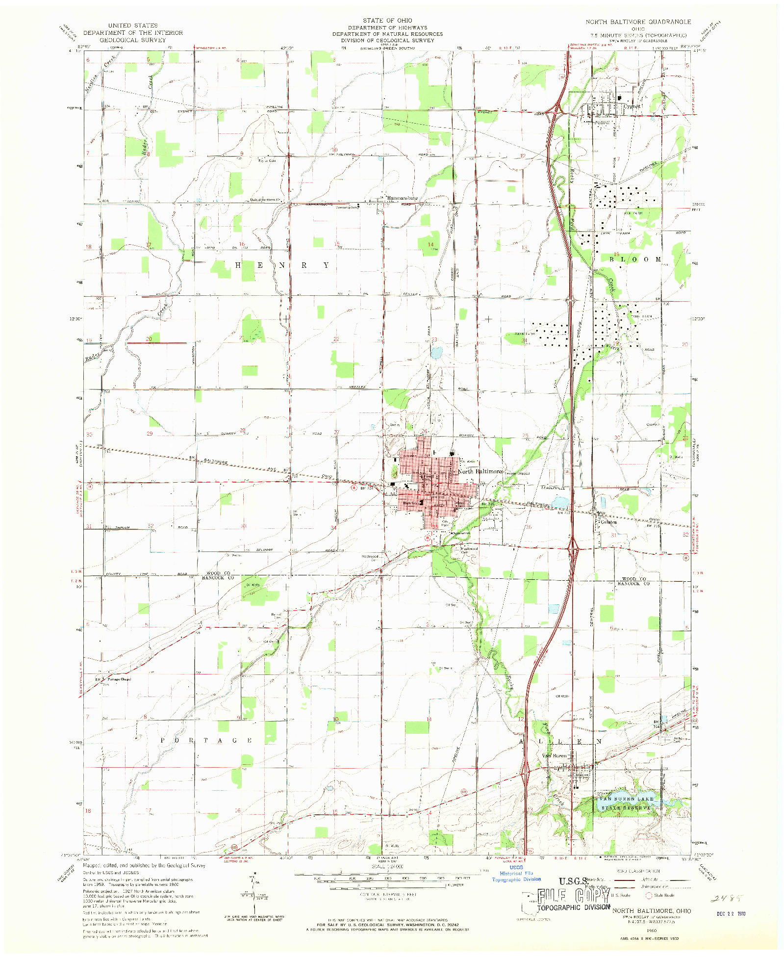 USGS 1:24000-SCALE QUADRANGLE FOR NORTH BALTIMORE, OH 1960