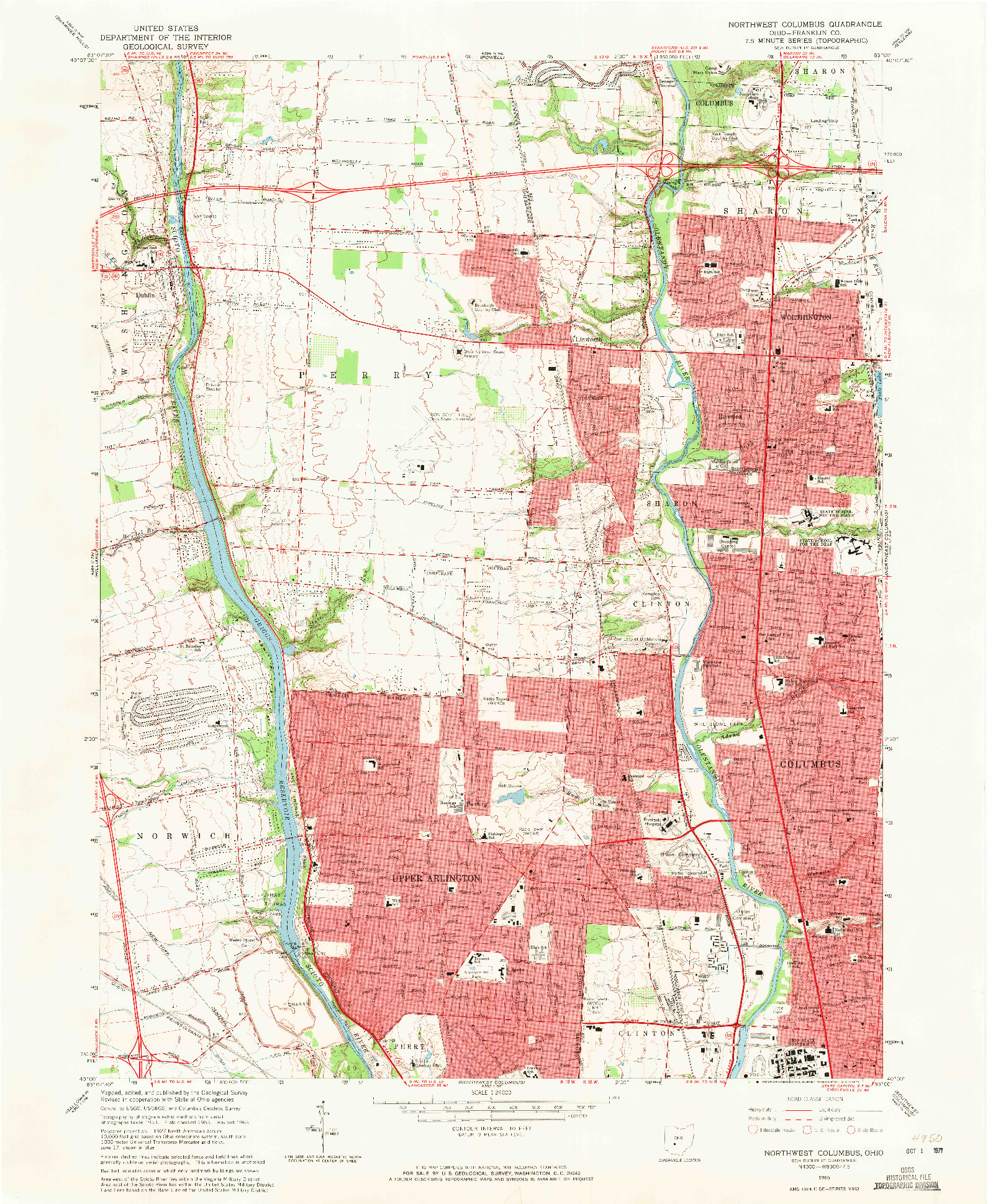 USGS 1:24000-SCALE QUADRANGLE FOR NORTHWEST COLUMBUS, OH 1965