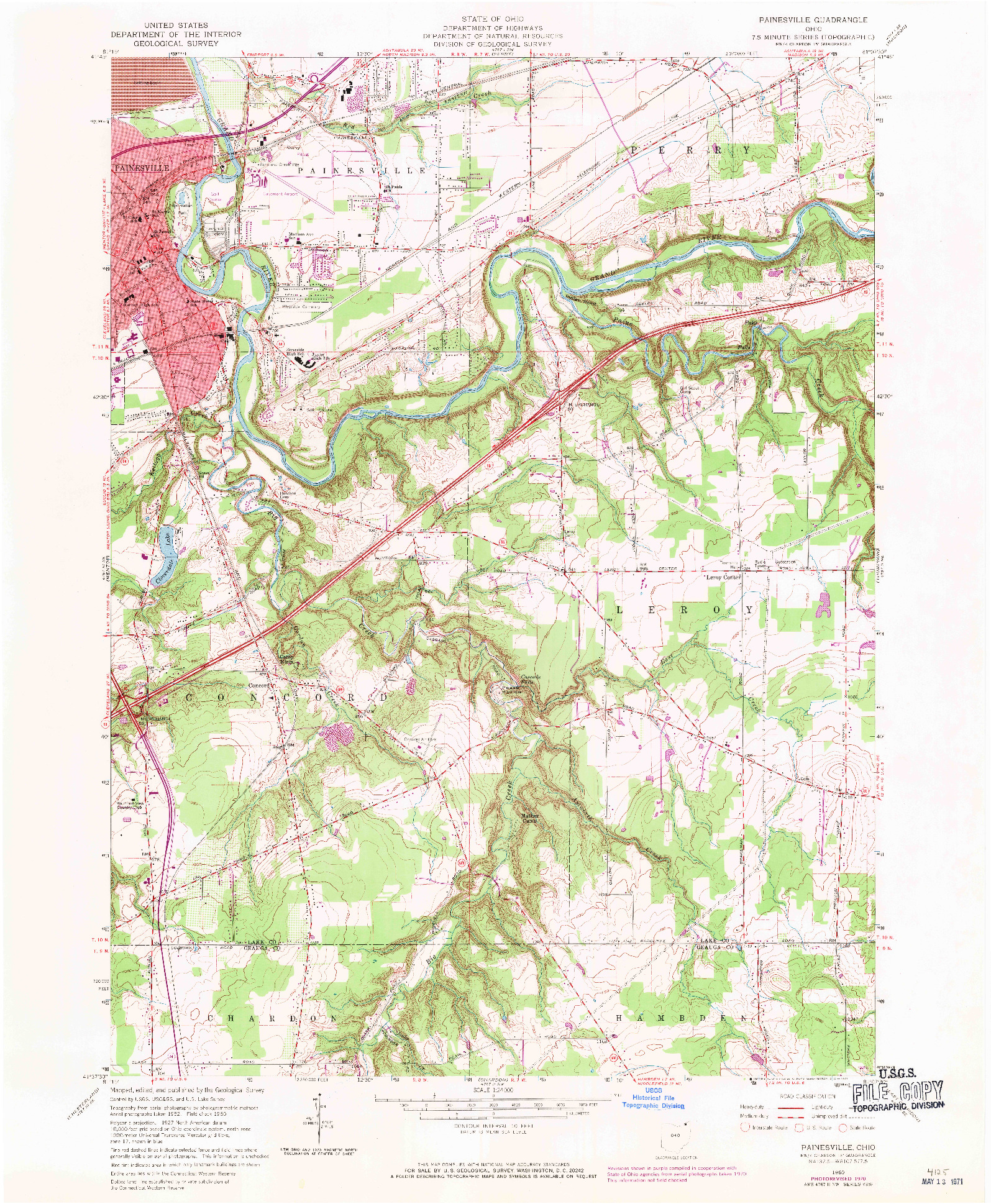USGS 1:24000-SCALE QUADRANGLE FOR PAINESVILLE, OH 1960