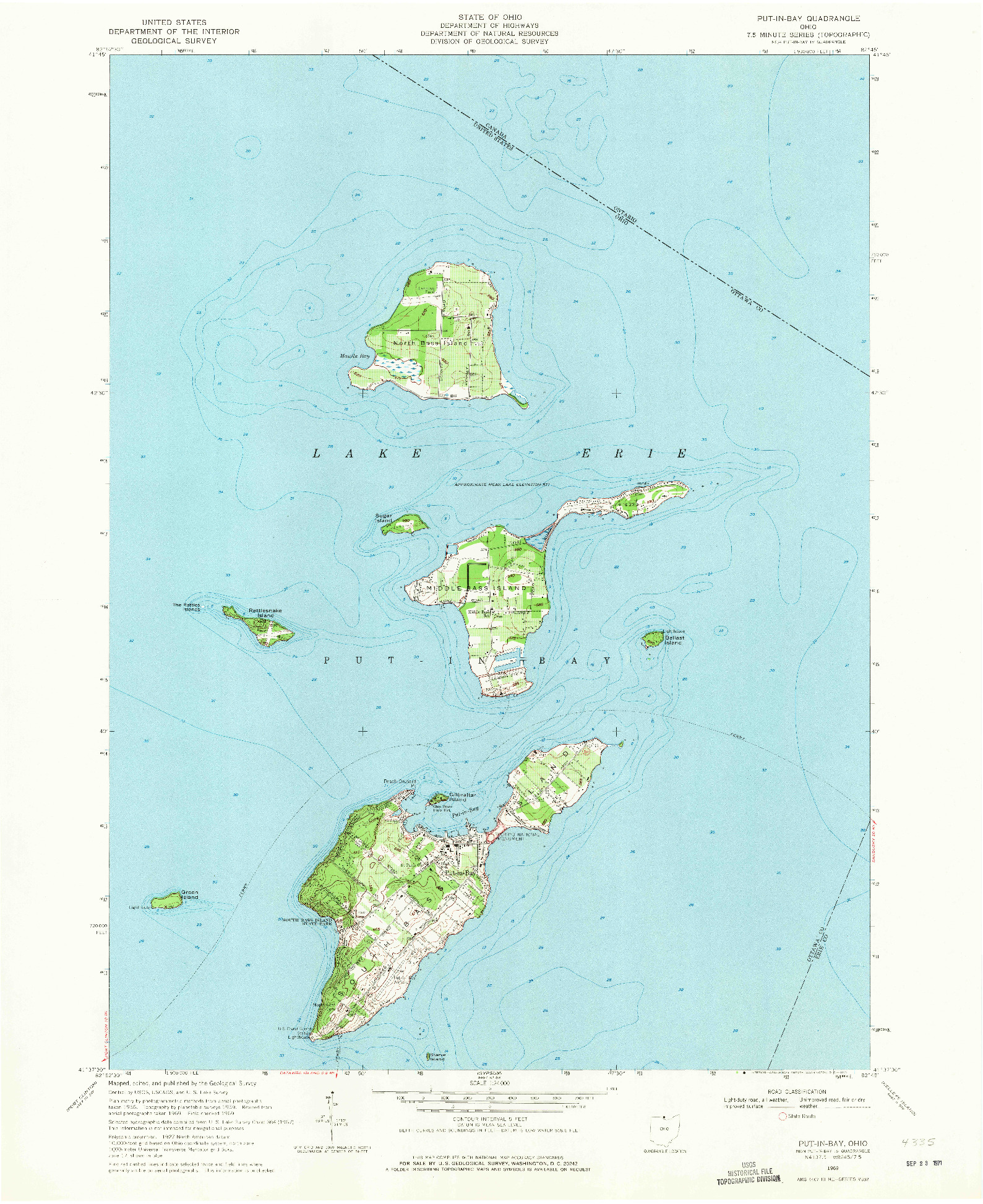 USGS 1:24000-SCALE QUADRANGLE FOR PUT-IN-BAY, OH 1969